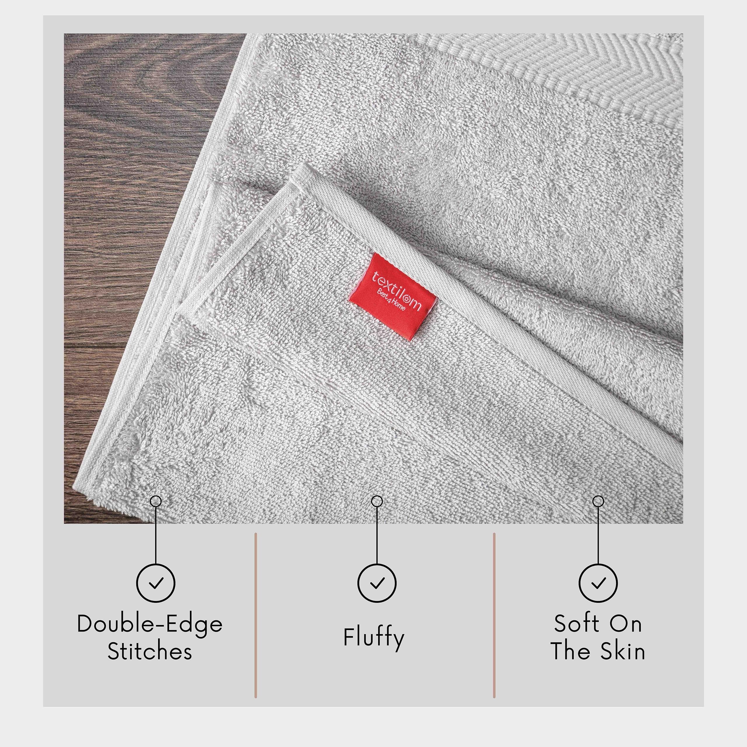 Textilom 100% Turkish Cotton 3 Pcs Bath Towel Set, Light Grey, Soft & Absorbent, Quick Dry & Durable, Chemical Free