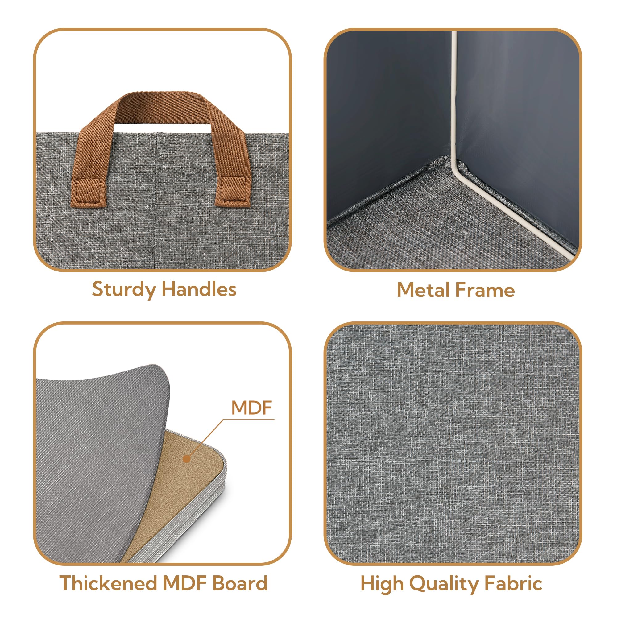 Granny Says Closet Storage Bins, Gray Storage Bins With Handles Metal Frame, Linen Closet Organizers And Storage Baskets Large,