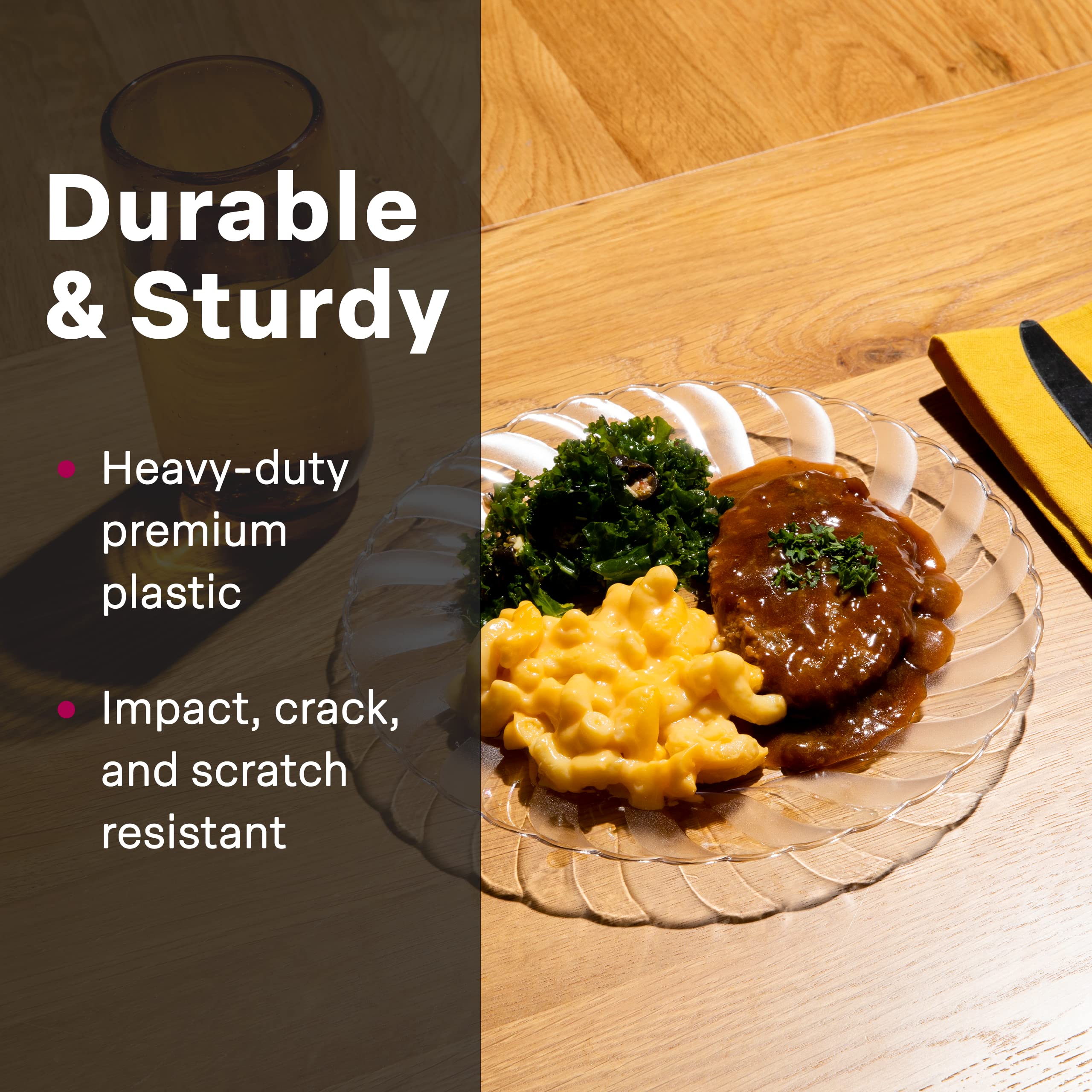 Aya'S Cutlery Kingdom 50 Clear Plastic Plates 9 - Heavy-Duty Round Disposable Plates For Parties, Events, And Weddings - Elega