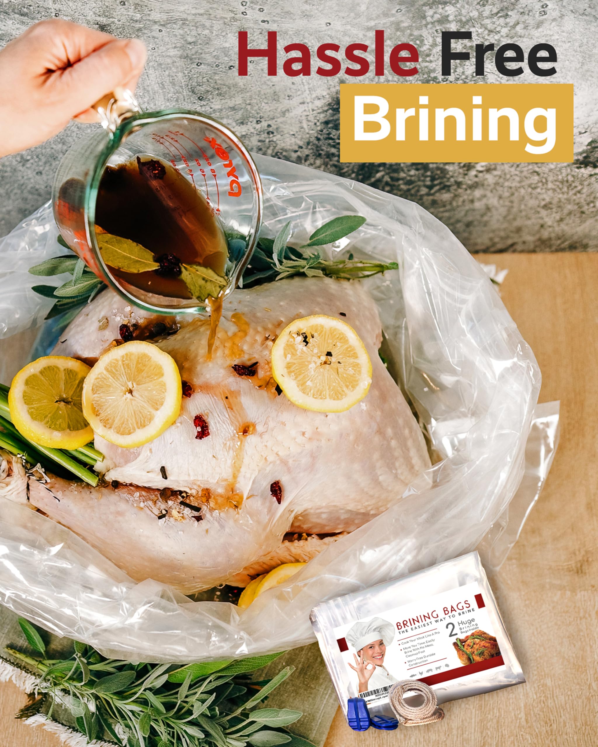 Turkey Brining Bags Set of 2 - Extra Large Holds up to 38lb - 25.5 x 21.5 inches - Heavy Duty with Gusseted Bottom - Double Trac