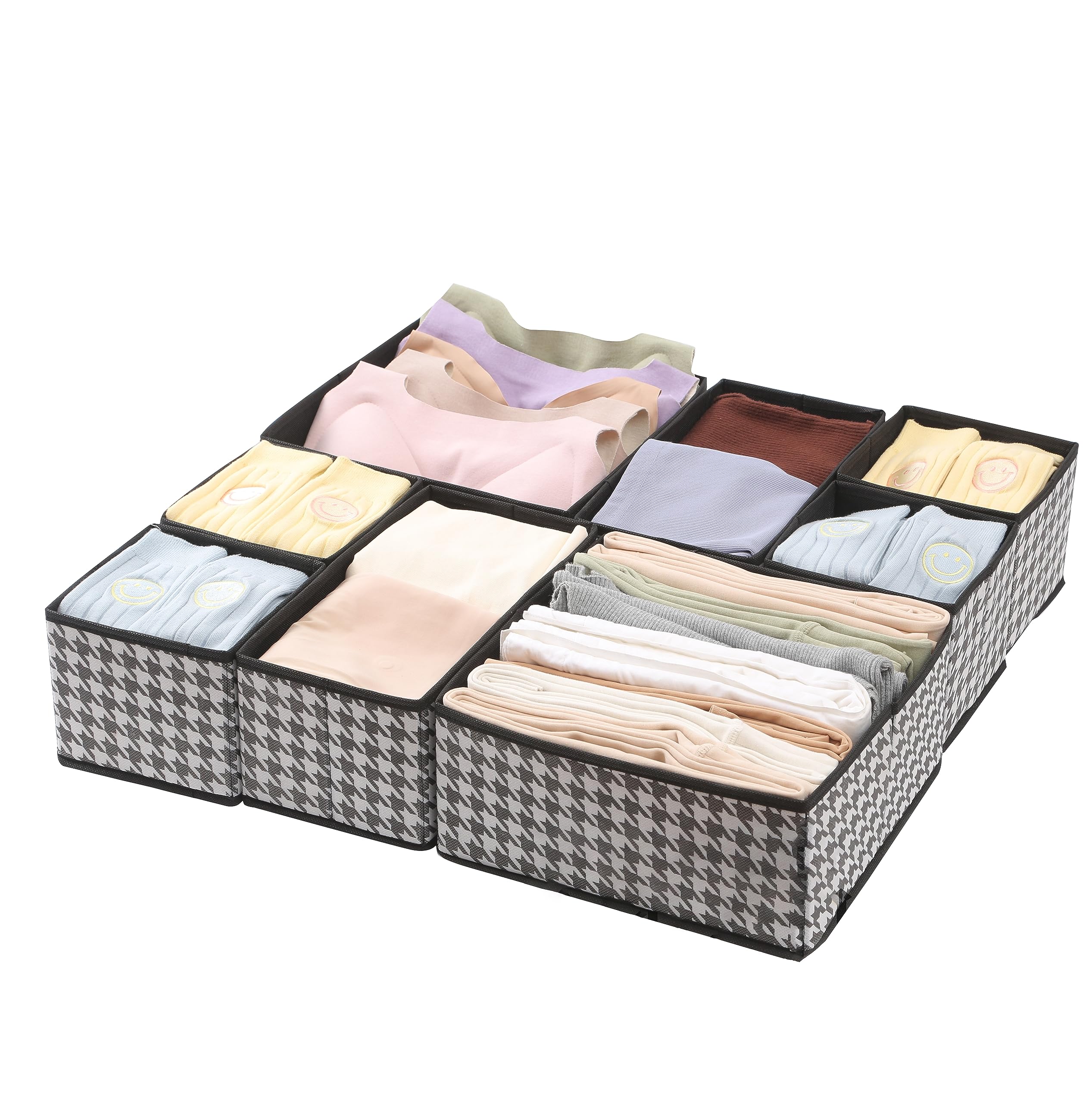 House Of Quirk NonWoven Foldable Clothing Storage Box Closet Dresser Drawer Organizer Cube Basket Bins Containers Divider With 