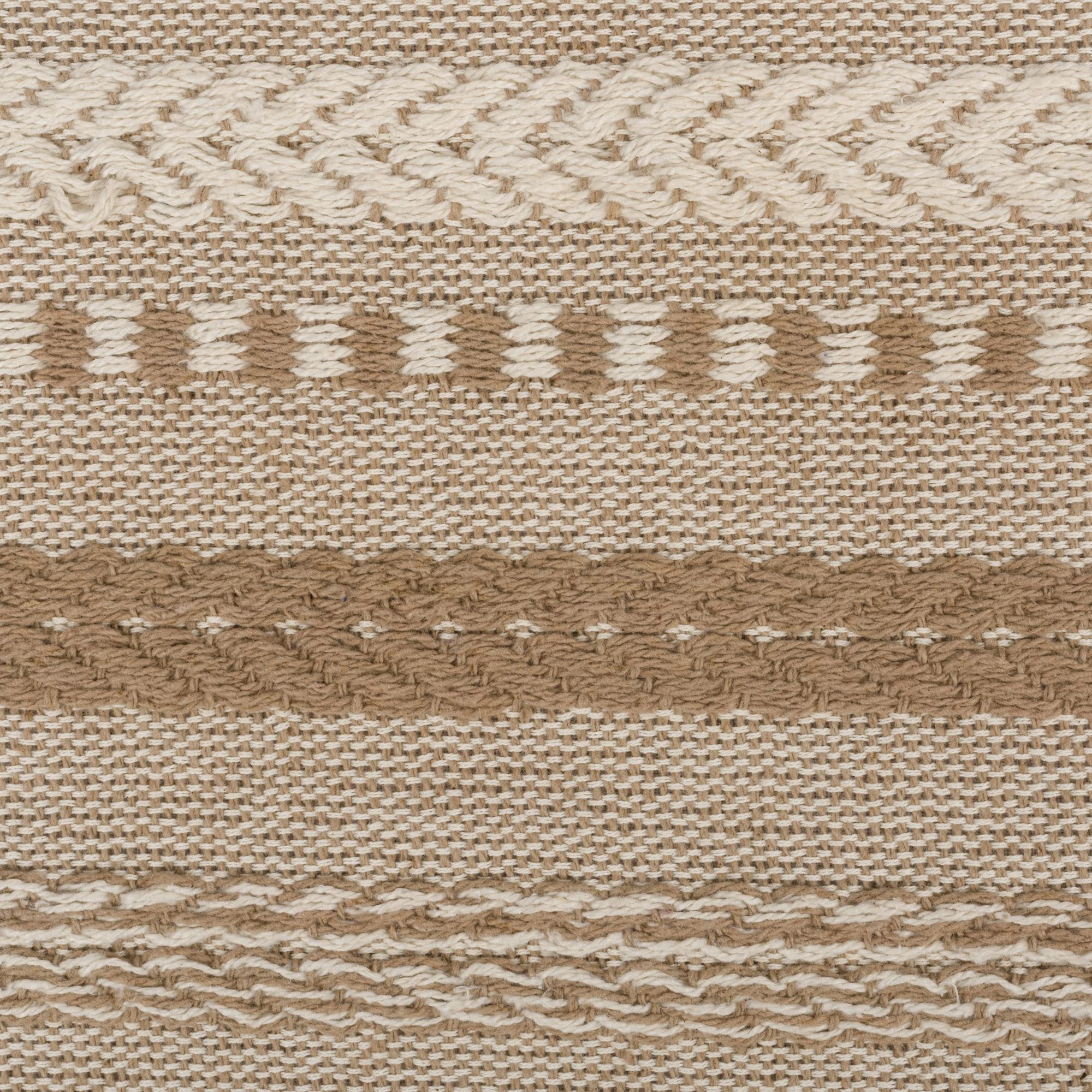 DII Farmhouse Braided Stripe Table Runner Collection  15x108 (15x113  Fringe Included)  Stone
