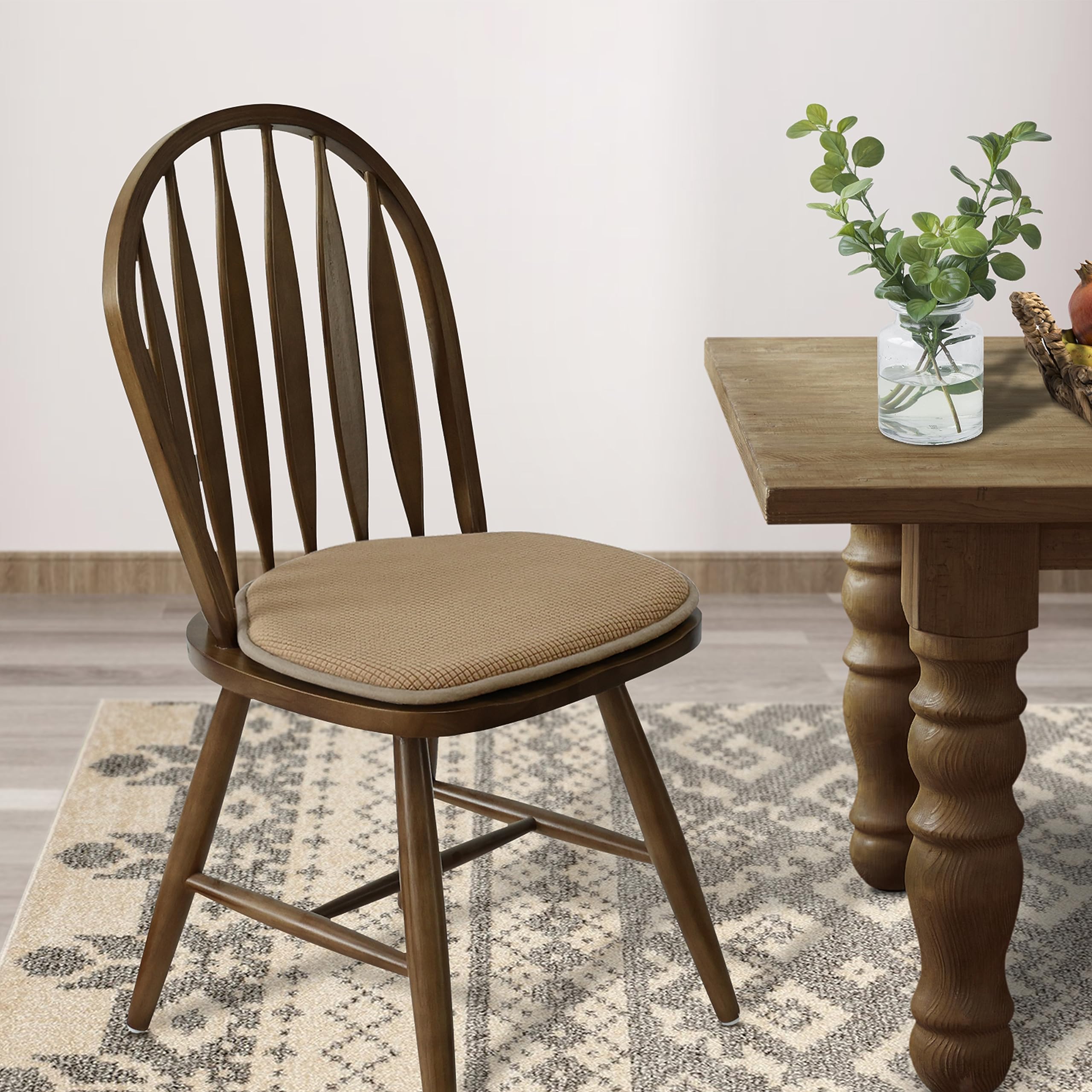 Shinnwa Windsor Chair Cushions Farmhouse Seat Cushion For Kitchen Chairs Brown Non Slip Chair Pads For Dining Room With Foam Pad