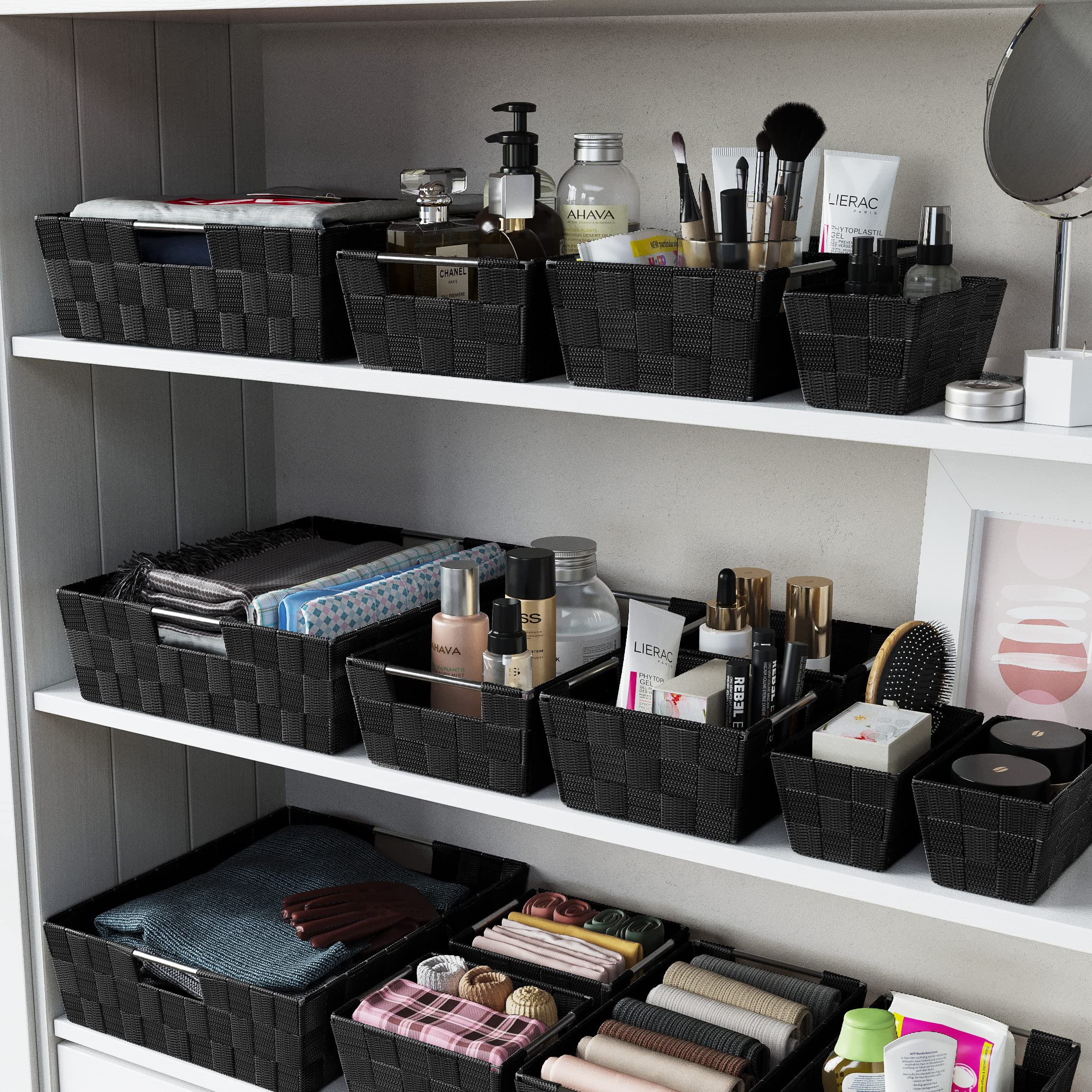 Basket For Closet Organization And Storage (Set Of 9) - Prefect Storage Baskets For Bathroom, Laundry, Baby Nursery Clothes, Lin