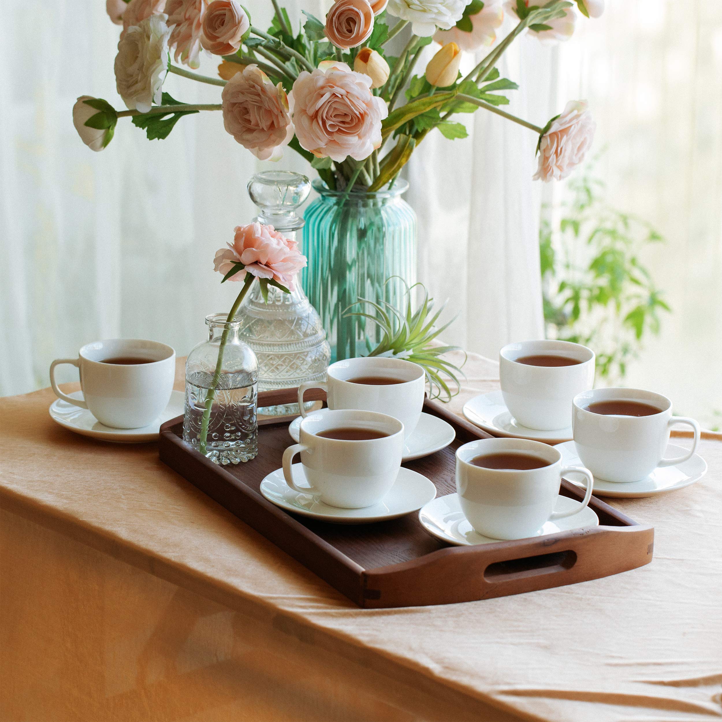 Btat- Tea Cups, Tea Cups And Saucers Set Of 6, 7Oz, Porcelain Tea Set, Cappuccino Cups, Latte Cups, Tea Set For Adults, Porcelai