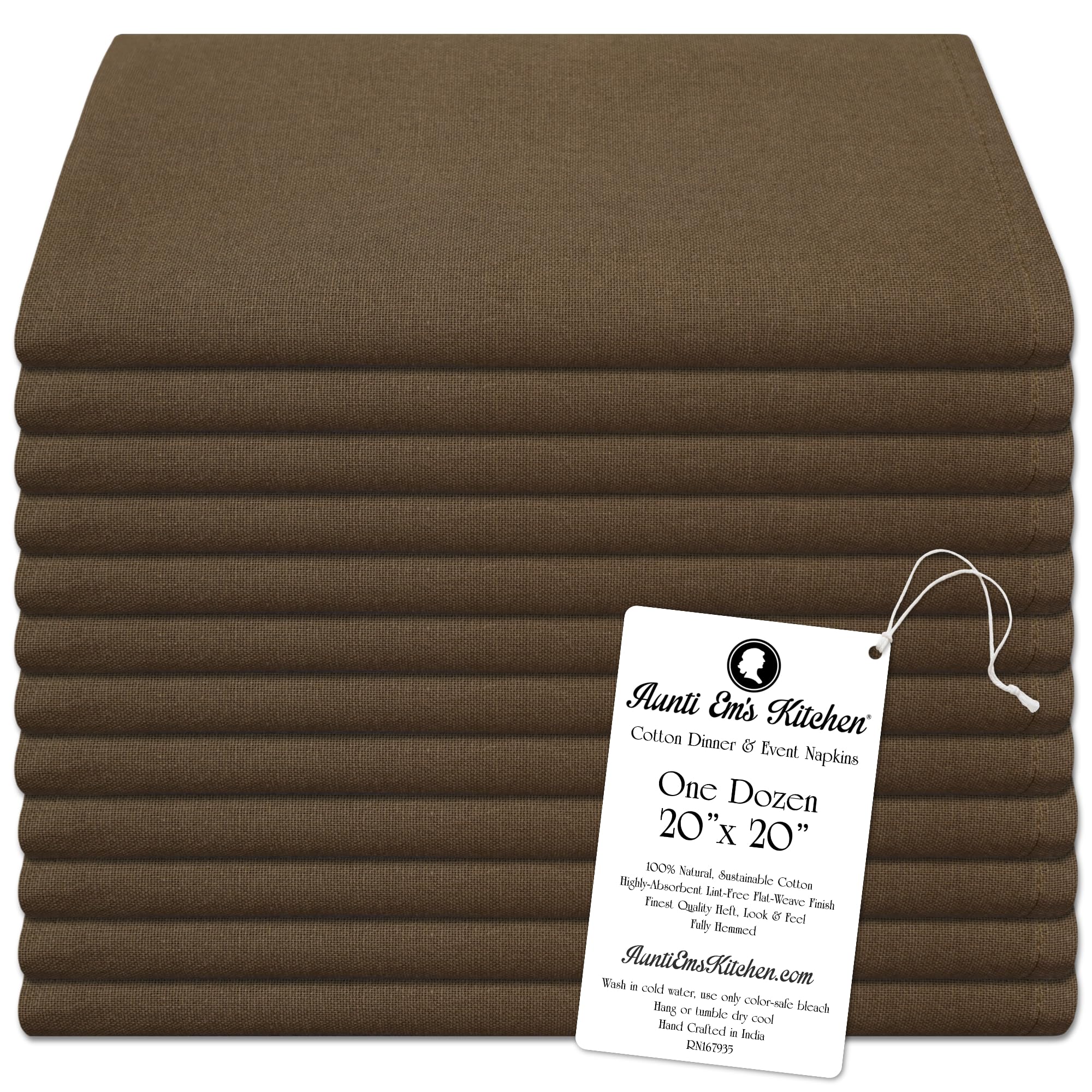 Aunti Em'S Kitchen Bronze Cotton Napkins Cloth 20 X 20 Oversized 100% Natural Bulk Linens For Dinner, Events, Weddings, Set Of 1