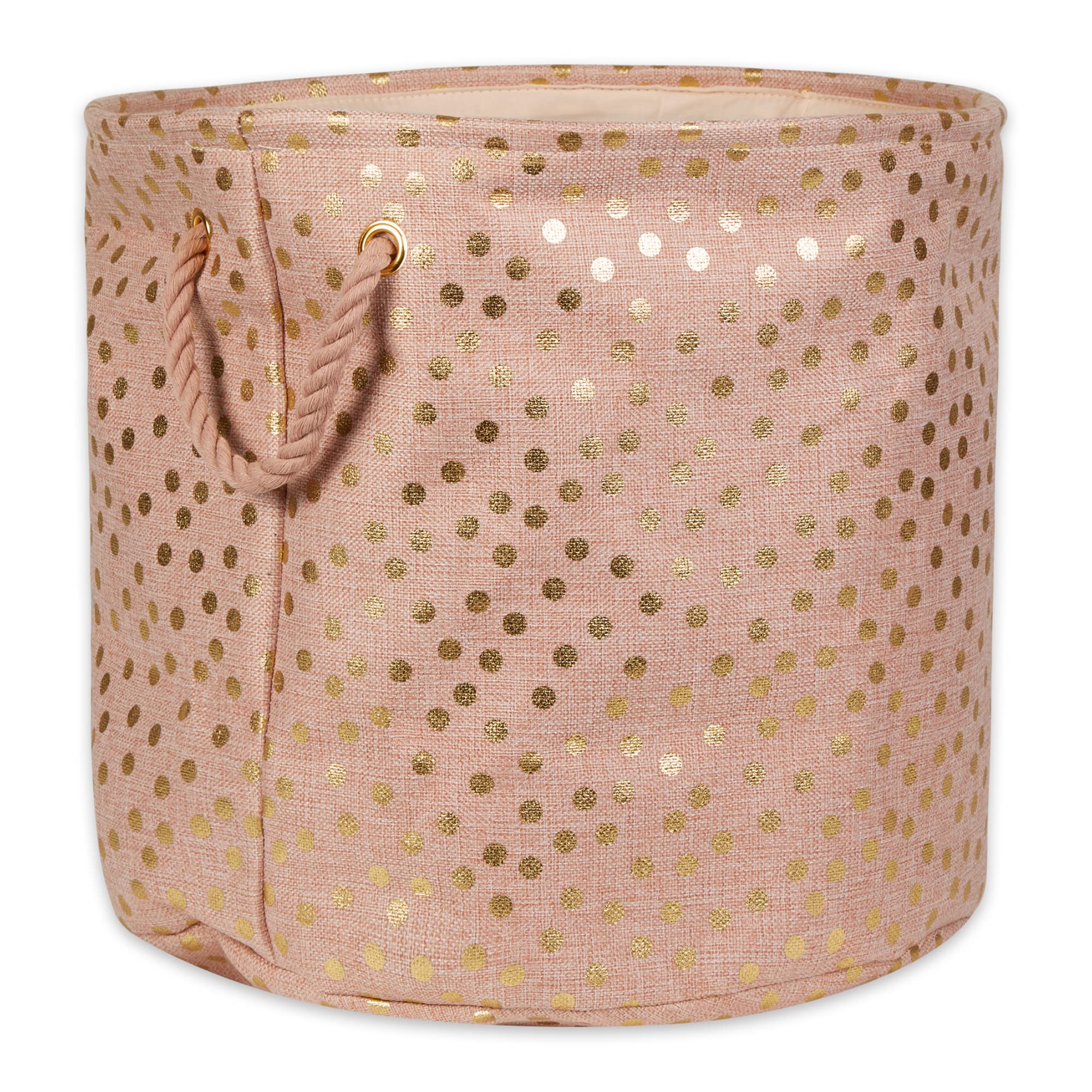 POLYESTER BIN DOTS GOLD / MILLENNIAL PINK ROUND LARGE 15x16x16