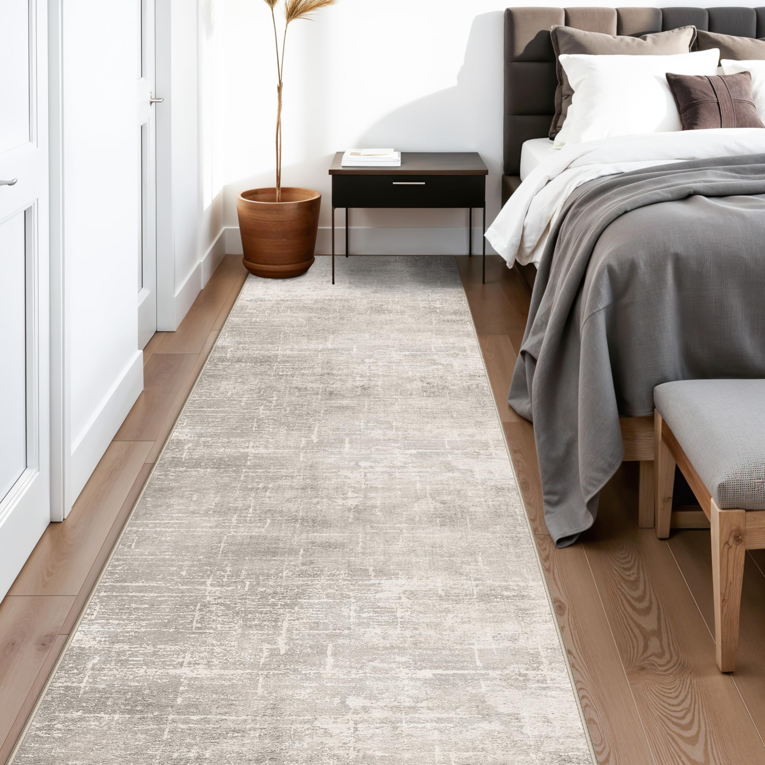 Hallway Washable Runner Rug - 26x14 Kitchen Rugs Stain Resistant Entryway Area Rug Abstract Soft Floor Mat Non-Slip Indoor Farm