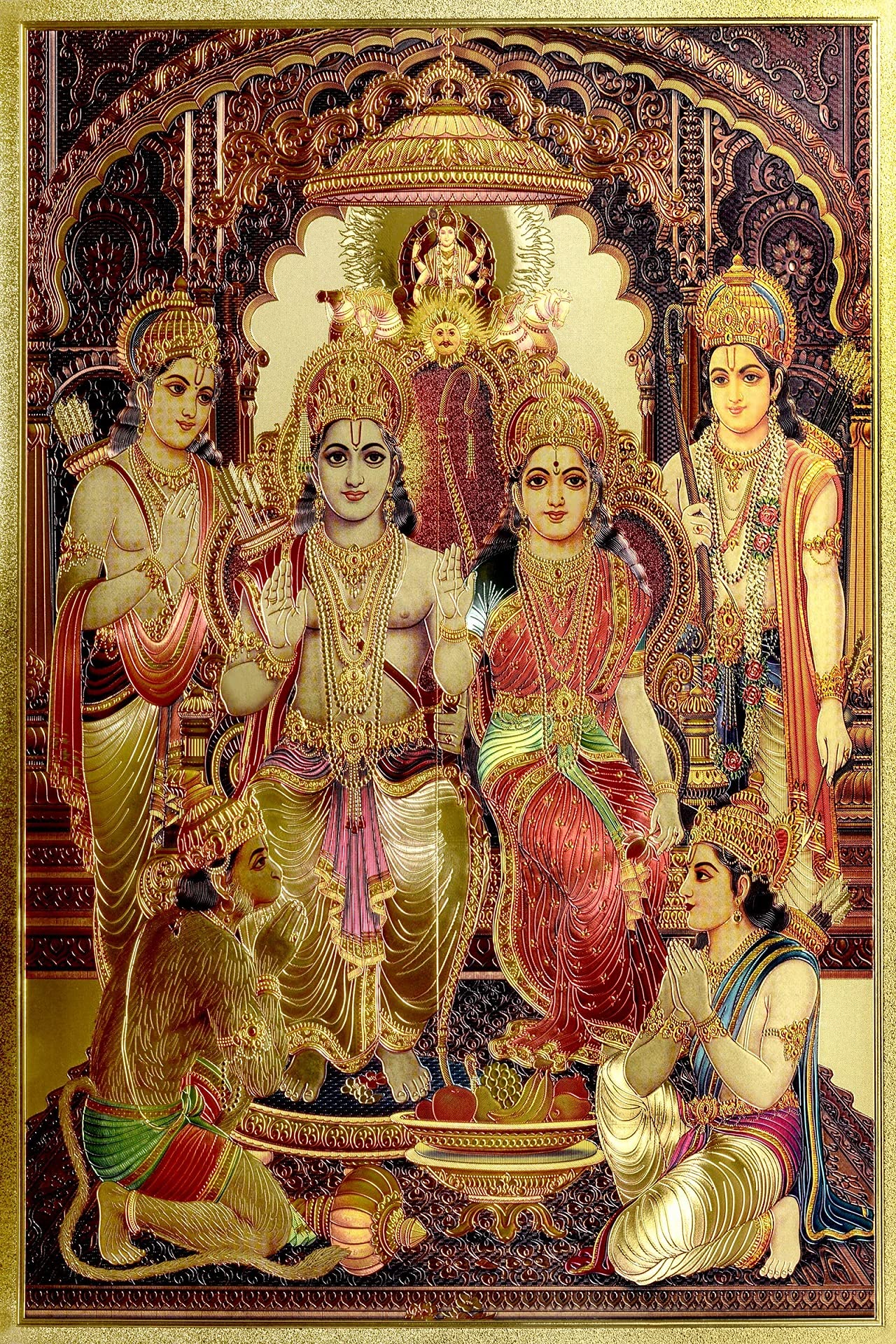 Aona Ram Darbar Wall Poster Foil Plated Length 12 Inch Width 8 Inch