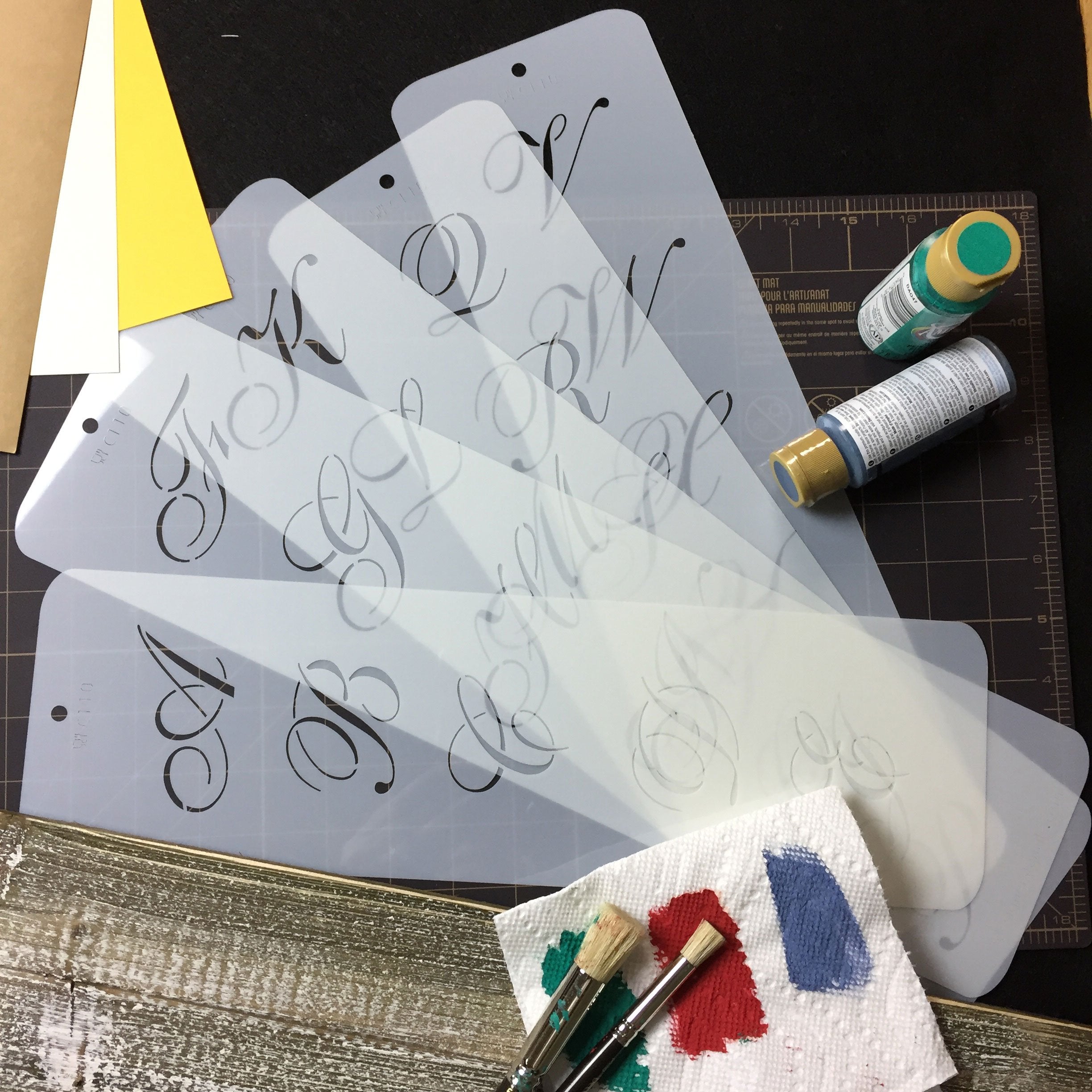 Designer Stencils 1.75 Inch Script Monogram Foodgrade Stencil, 1.75 X 1.4-3.35