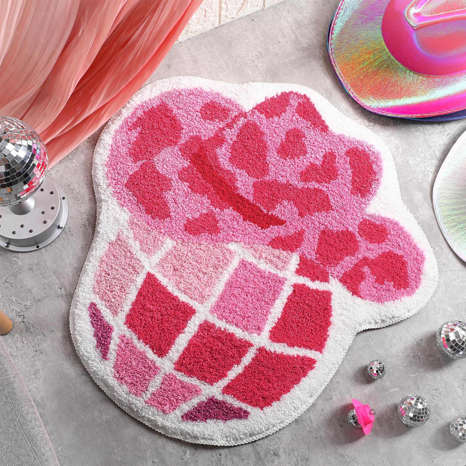 Drydiet Western Cowboy Bathroom Rug Cowgirl Mat Bath Mat Shower Pink Cowboy Valentine'S Day Mat Bathroom Decoration Rug Non Slip