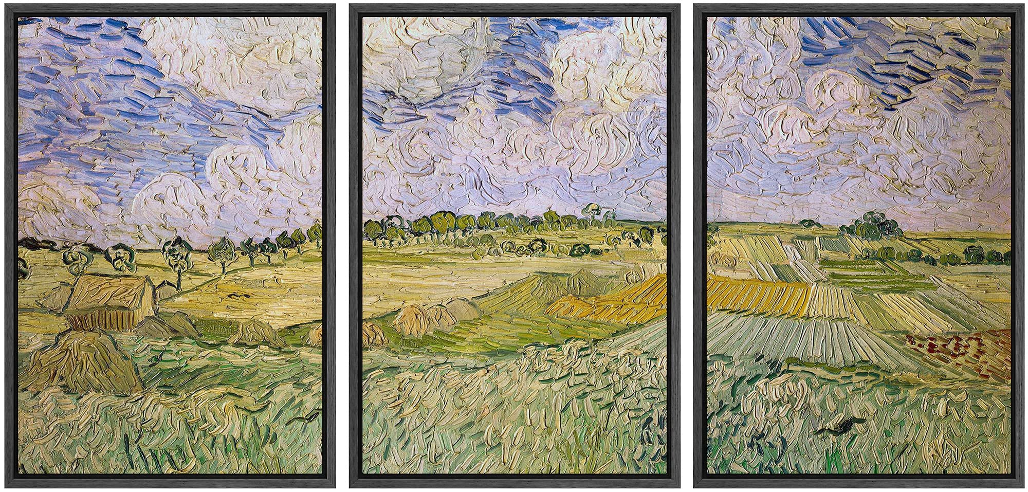 Wall26 Framed Canvas Print Wall Art Set Plain Of Auvers Vincent Van Gogh Classical Illustrations Fine Art Decorative Historic Fo