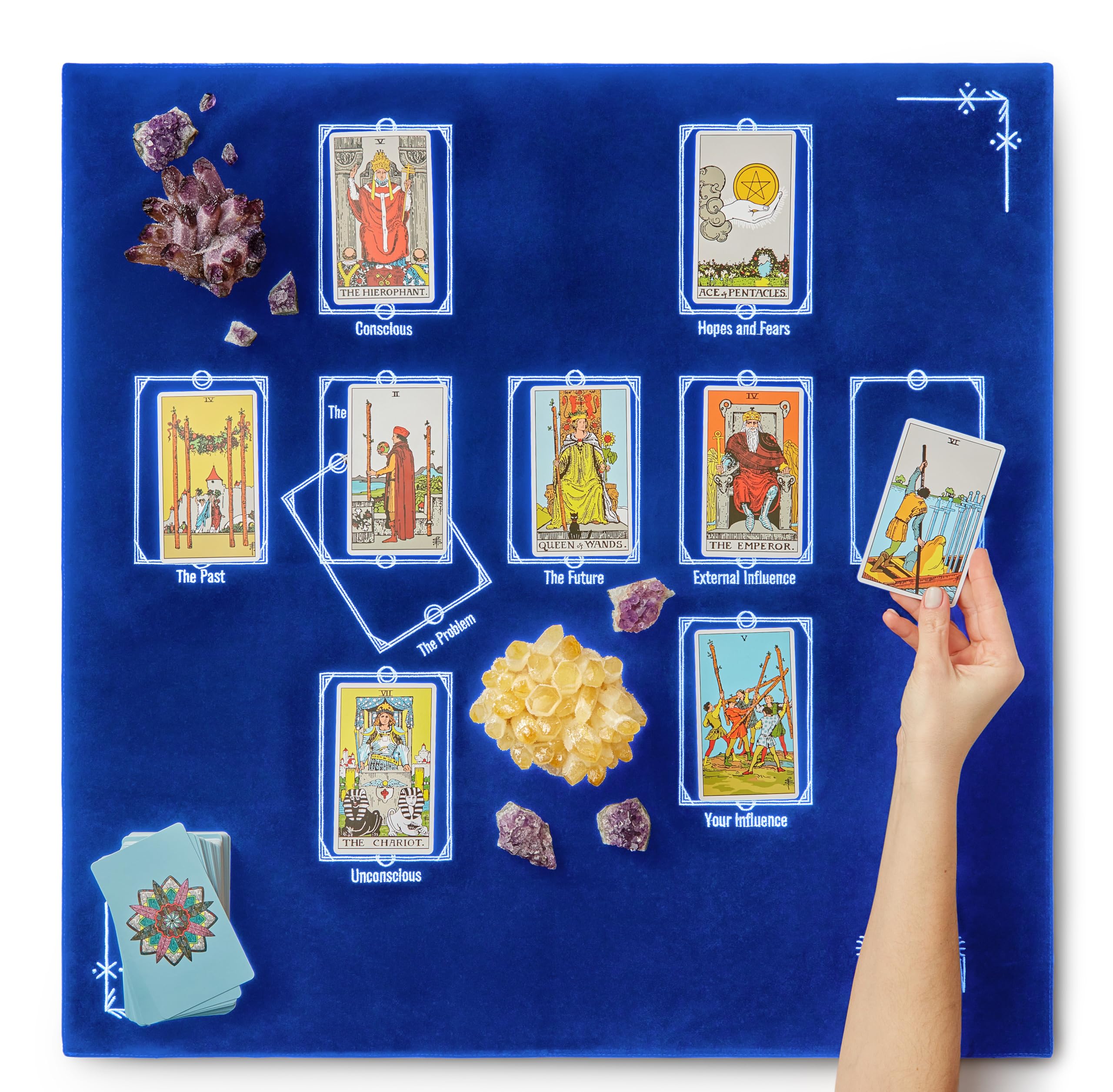 Witchy Cauldron Tarot Divination Table Cloth For Reading And Altar Cloth Moon Alter, Cloth Witchy Embroidery Velvet Silk Touch S