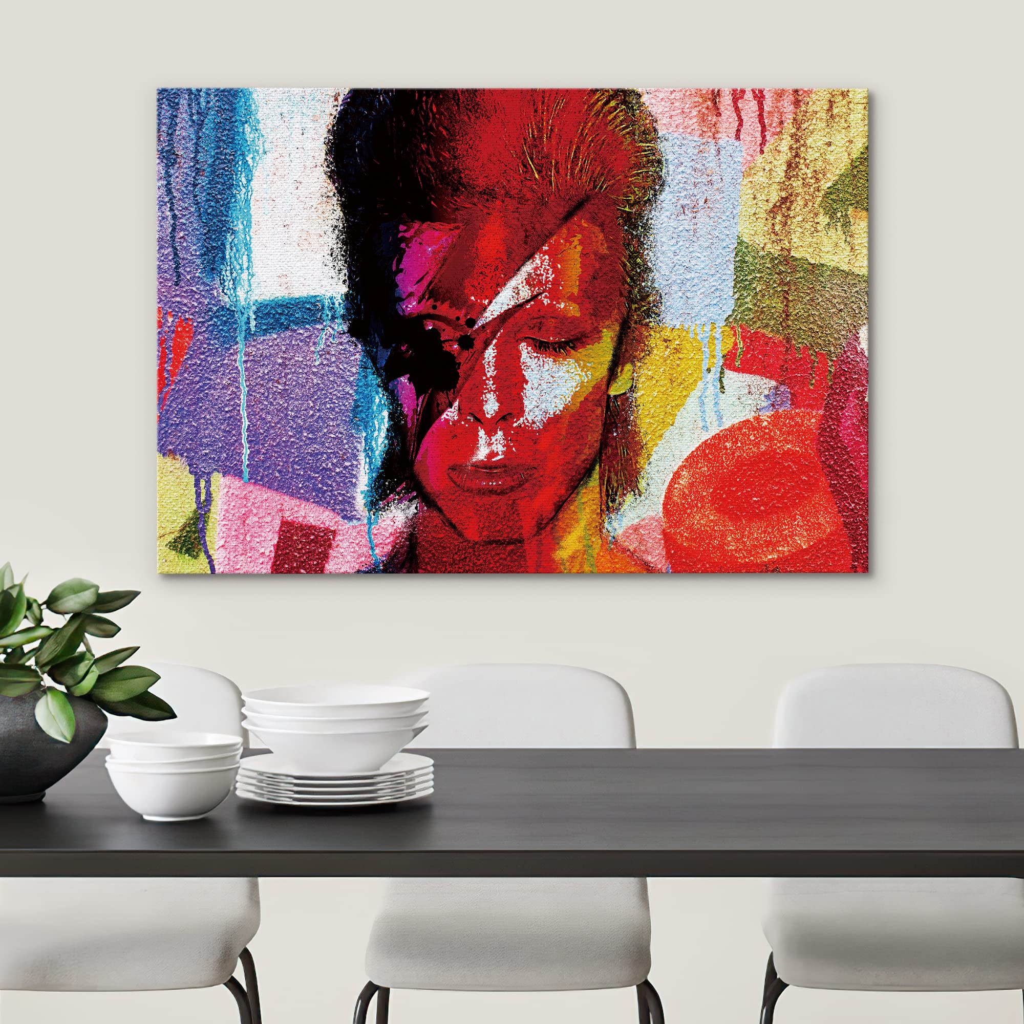 Signwin Framed Canvas Wall Art David Bowie Ziggy Stardust Colorful Collage Graffiti & Street Art Famous People Pop Art Modern Ur
