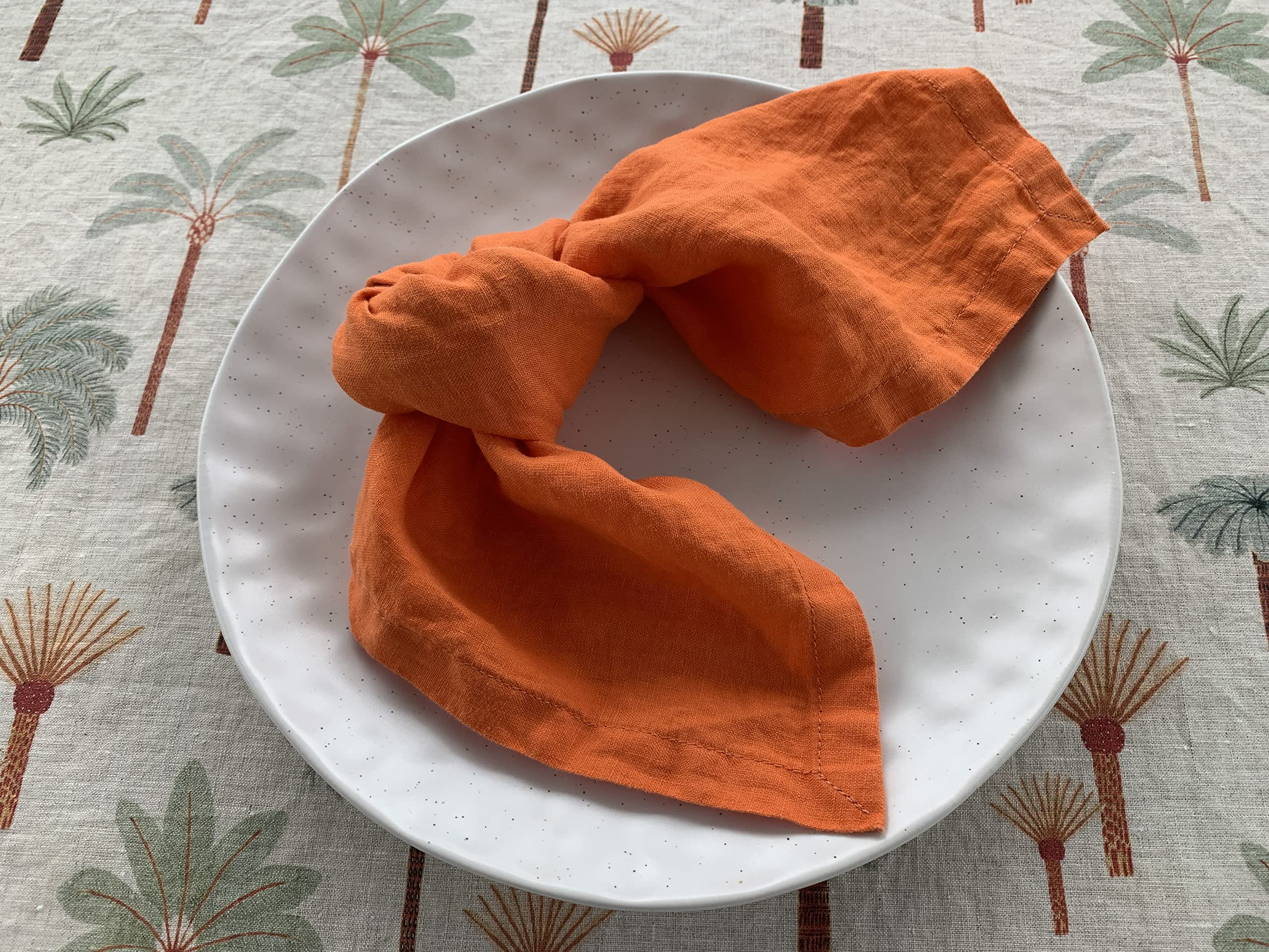 Linen Napkins -100% French Flax - Stonewashed Pure Linen Cloth Napkins - Size 18 Inch X 18 Inch - Set Of 4, Tropics (Tropical Or