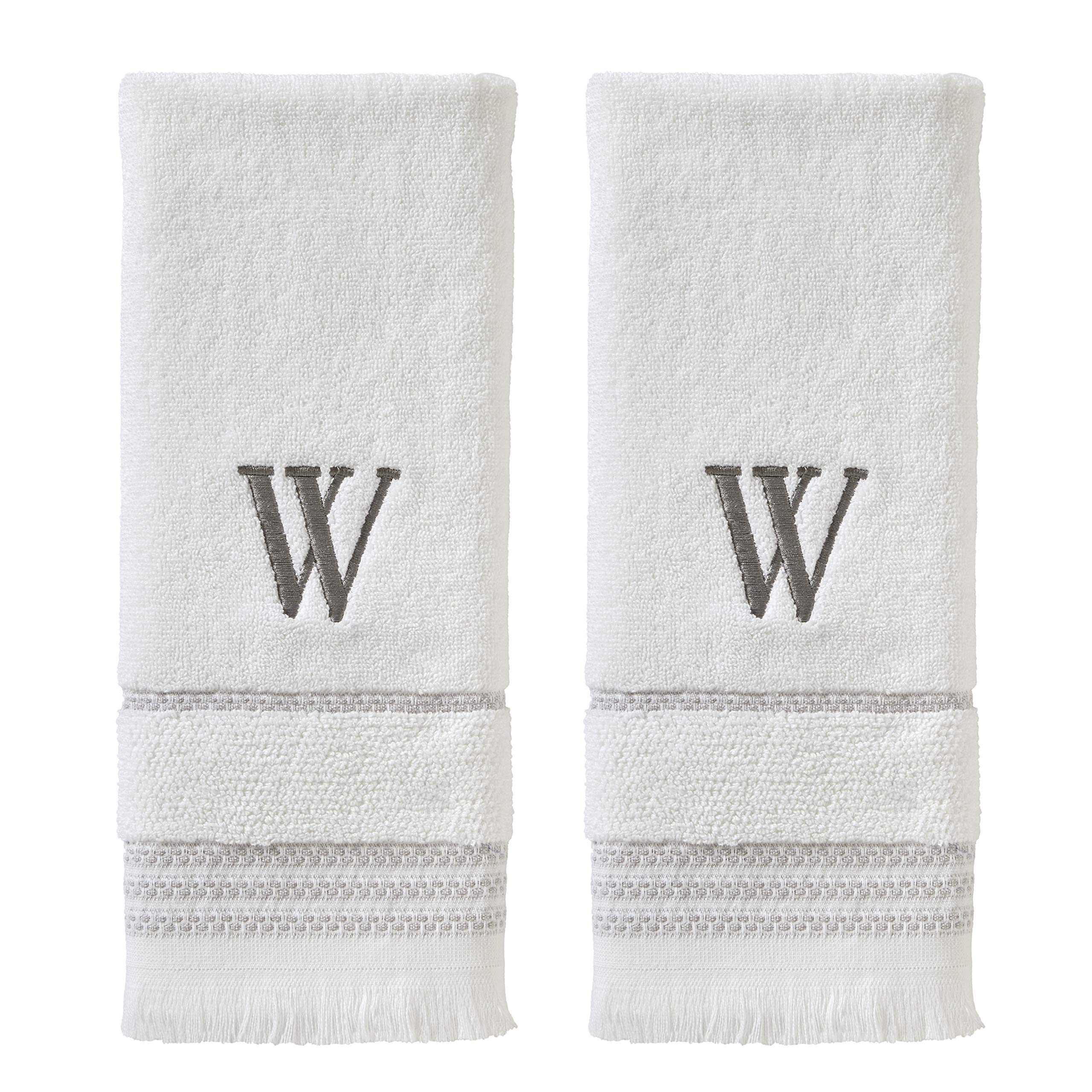Skl Home Casual Monogram Hand Towel Set, W, 16X26, White 2 Count
