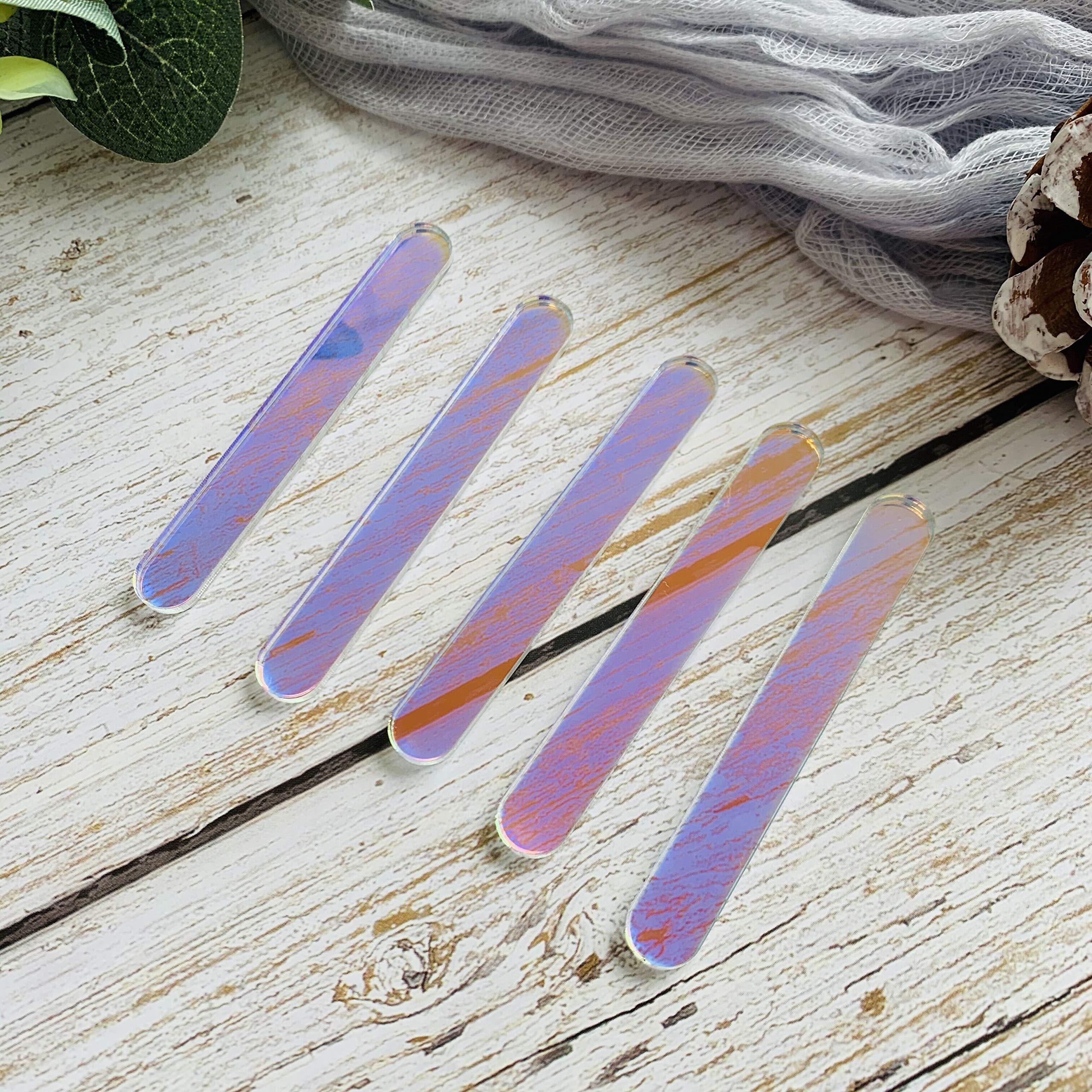 Chenrui 50 Pcs Mini Neon Acrylic Cakesicle Popsicle Sticks For Ice Creamsicle Candy Apple (Rainbow Ab)