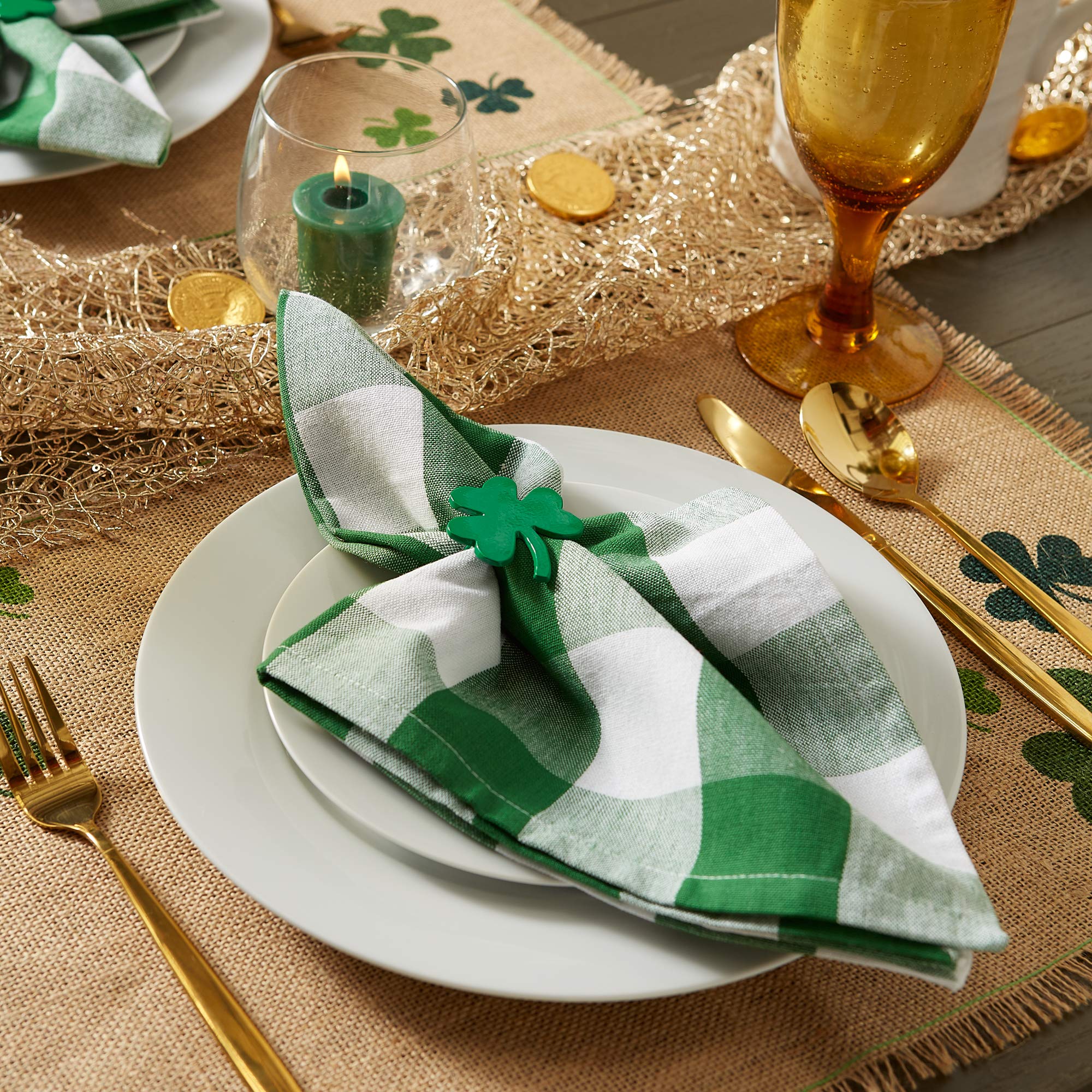 Dii Decorative Unique Novelty Napkin Ring Set, St. Patrick'S Shamrock, 6 Count