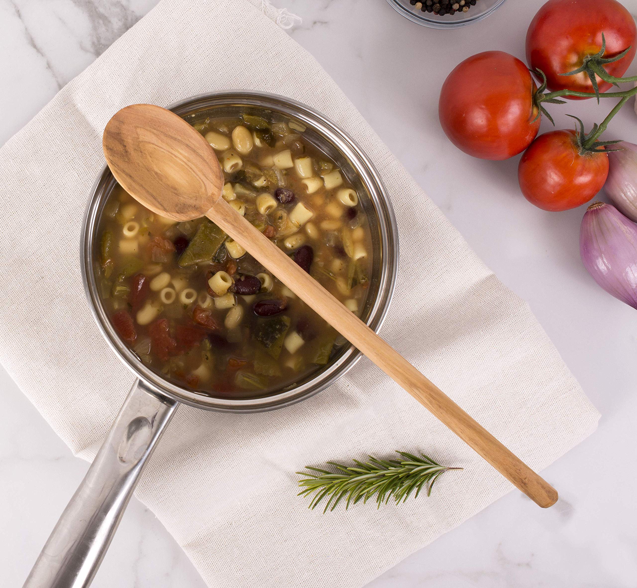 Italian Olive Wood Cooking Spoon, Handcrafted In Europe, 12-Inch