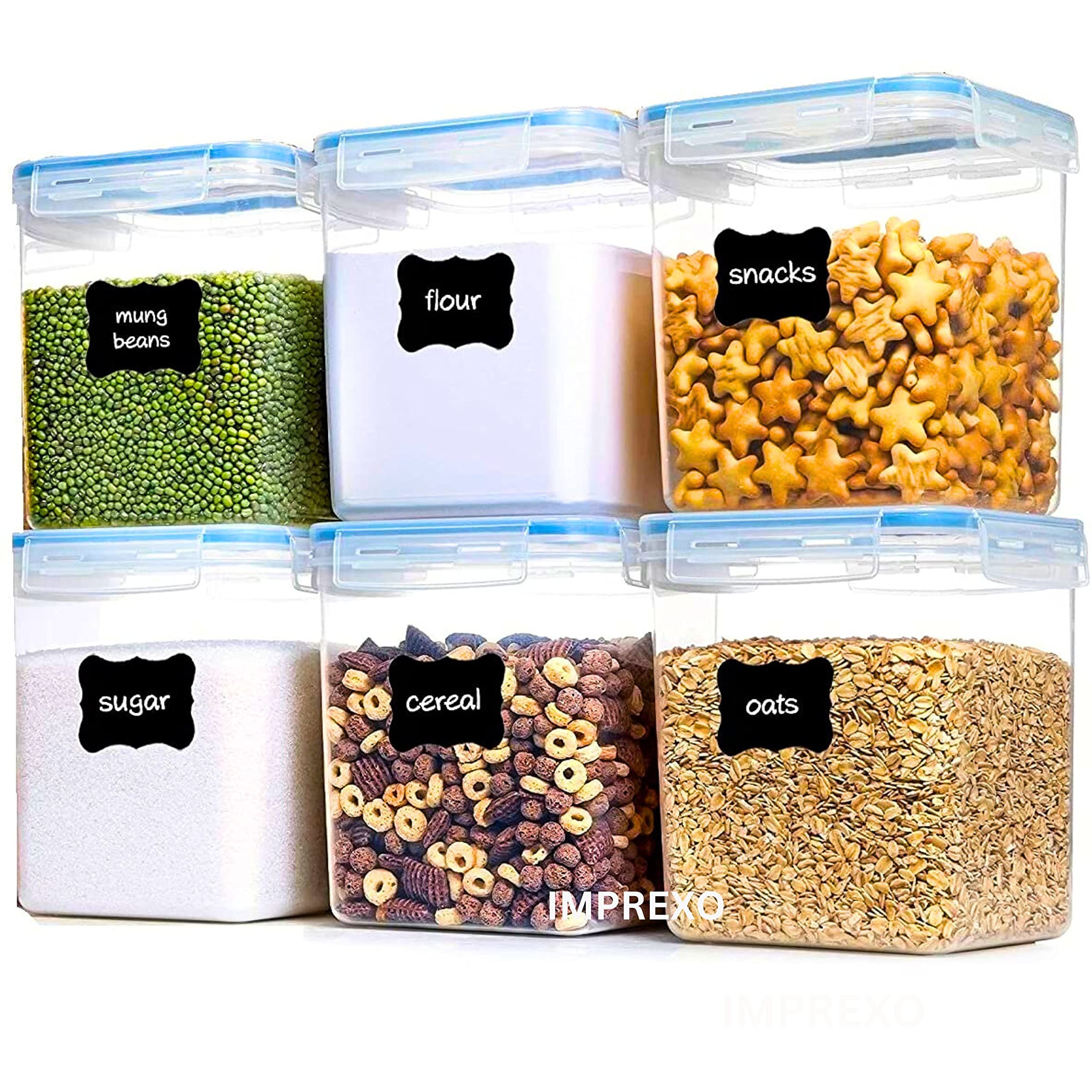 Imprexo Airtight Plastic Containers For Kitchen Storage Containers For Kitchen Airtight Kitchen Containers (Pack Of 6, 1500 Ml),