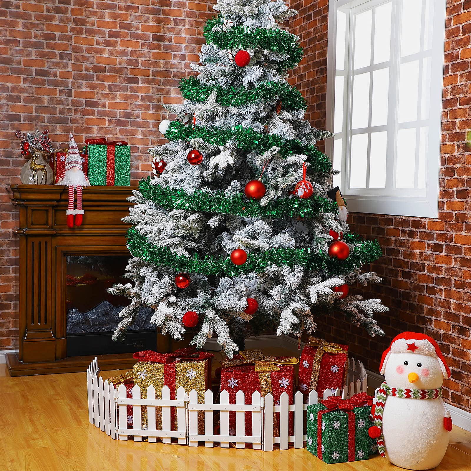 39.4 Feet Green Christmas Tinsel Garland Metallic Twist Garland Shiny Hanging Ornaments for Christmas Tree Party Supplies Indoor