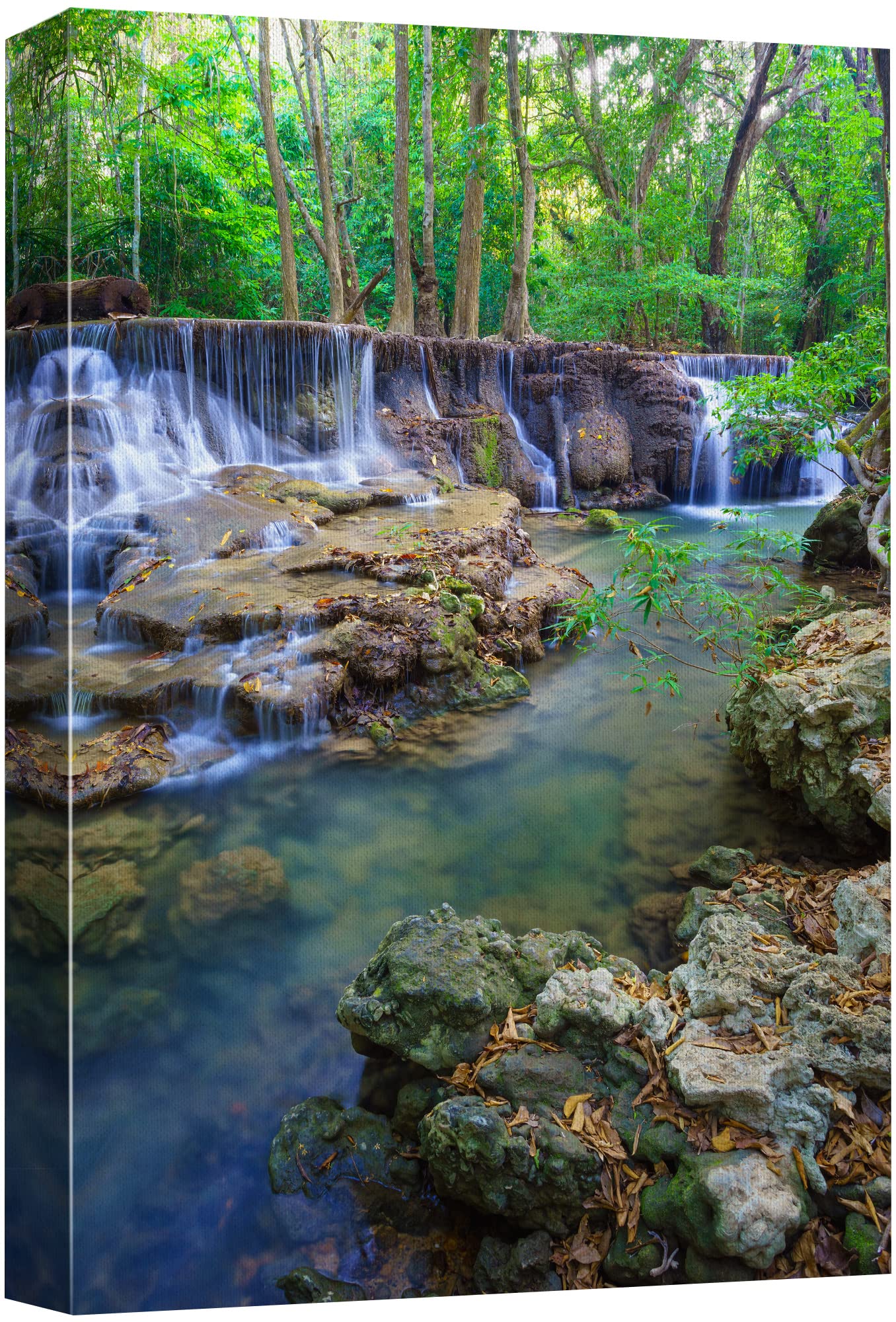 Canvas Prints Wall Art - Deep Forest Waterfall In Kanchanaburi Province, Thailand| Modern Home Deoration/Wall Art Giclee Printin