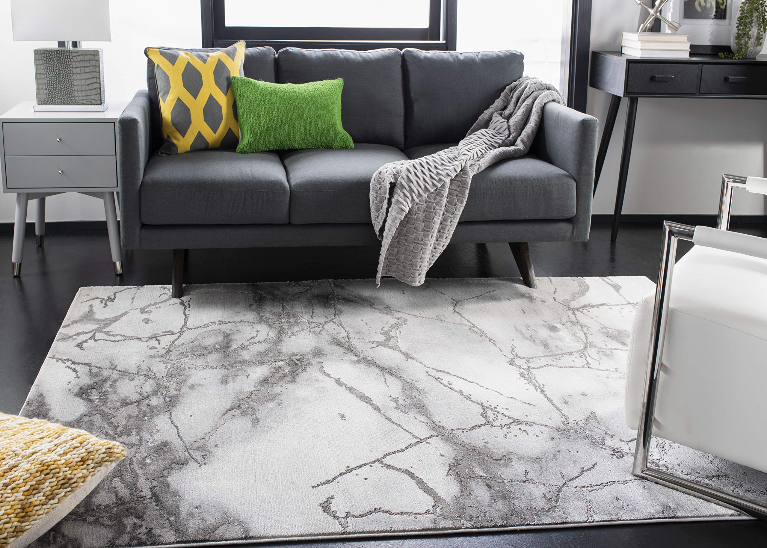SAFAVIEH Craft Collection Accent Rug - 2 x 3, Grey & Gold, Contemporary Design, Stain Resistant, Ideal for High Traffic Areas 