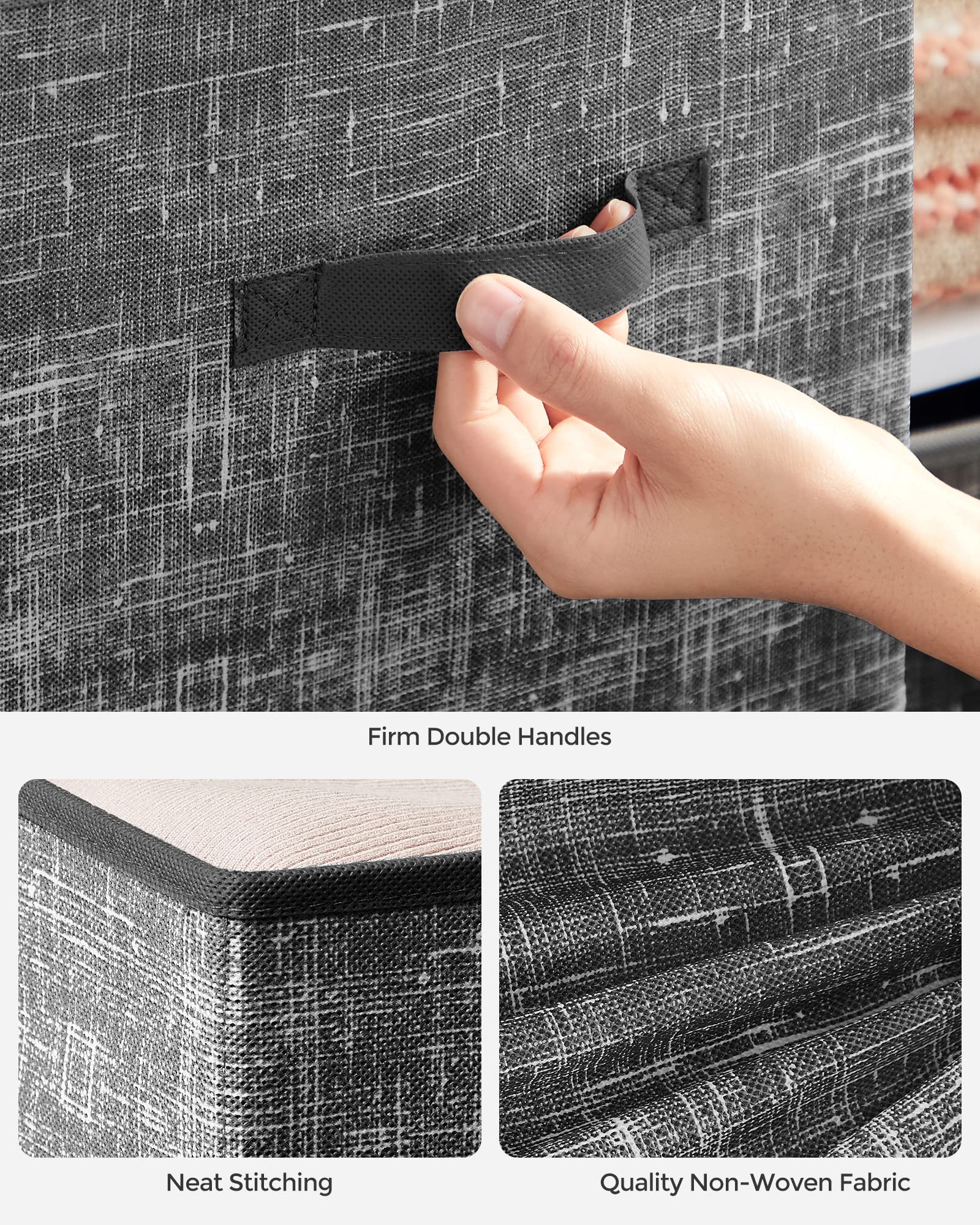 Songmics Storage Cubes, 11.8-Inch Non-Woven Fabric Bins With Double Handles, Set Of 6, Closet Organizers For Shelves, Foldable,