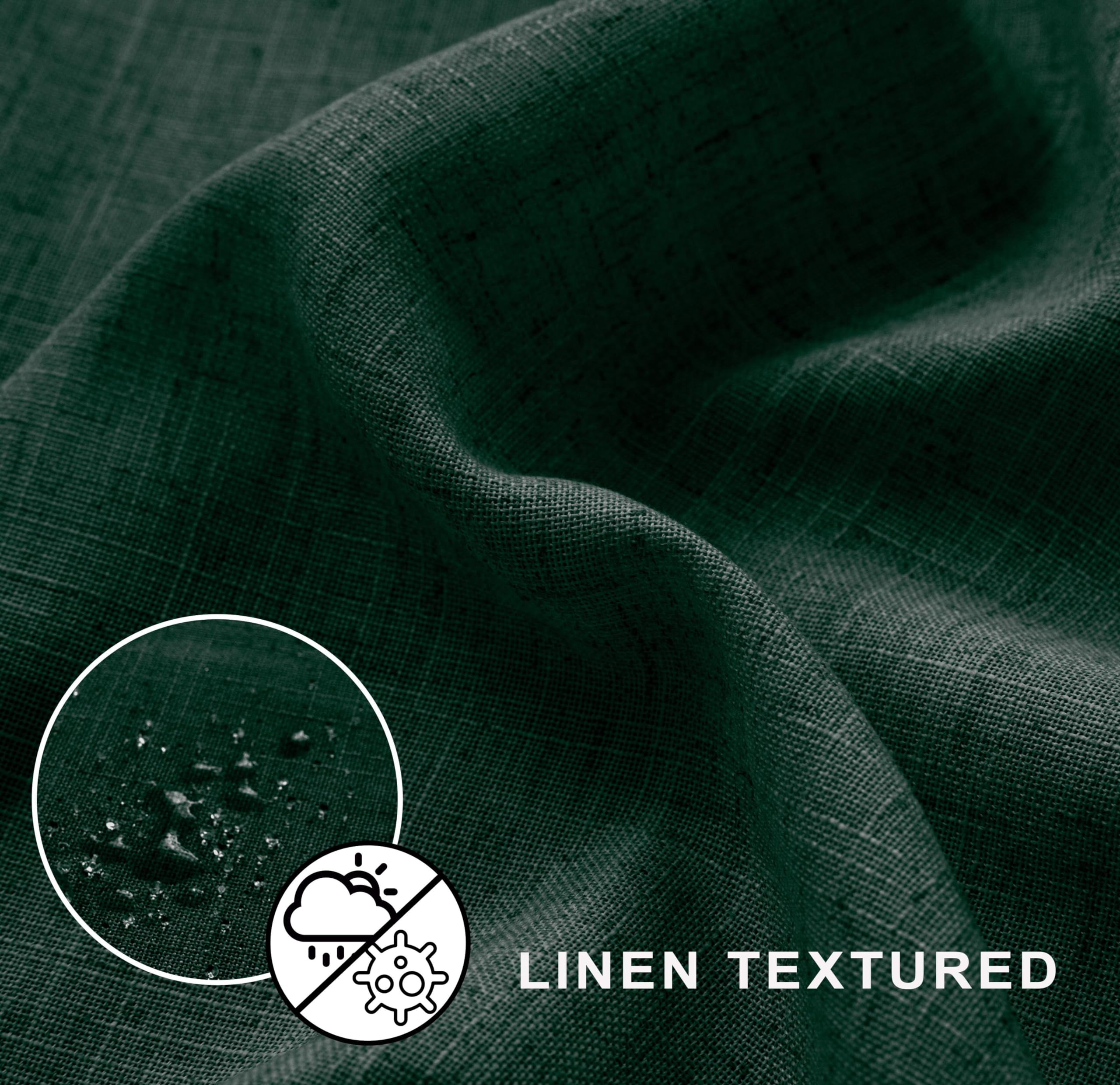 Koufall Dark Green Shower Curtain For Bathroom,Fabric Linen Washable Waterproof Cloth Boho Shower Curtain Set With Hooks,72X72 I