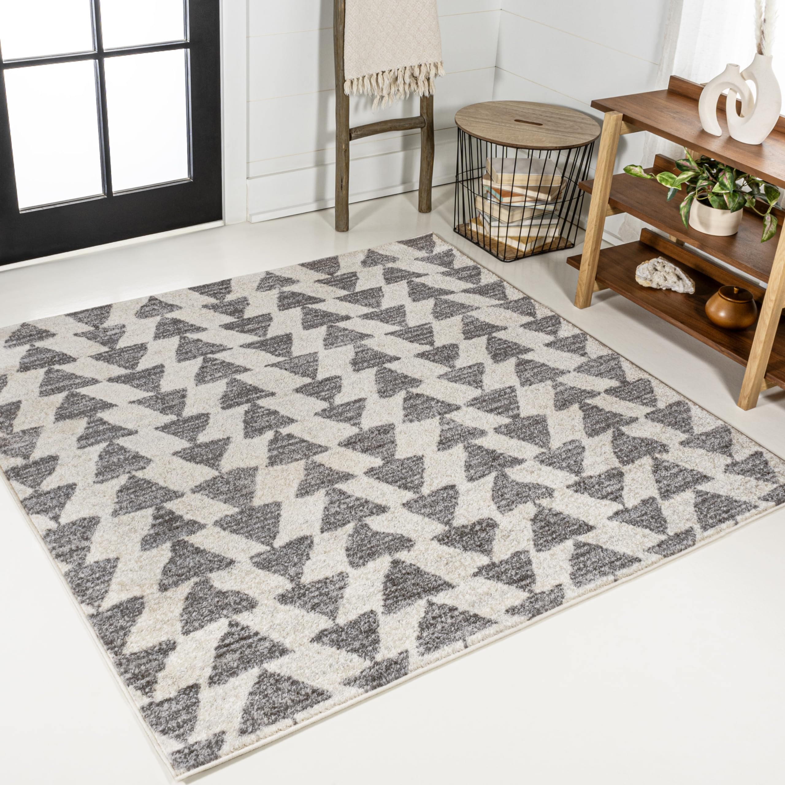 JONATHAN Y MOH206B-4SQ Aisha Moroccan Triangle Geometric Area Rug, Contemporary, Modern, Scandinavian, Minimalistic for Living R