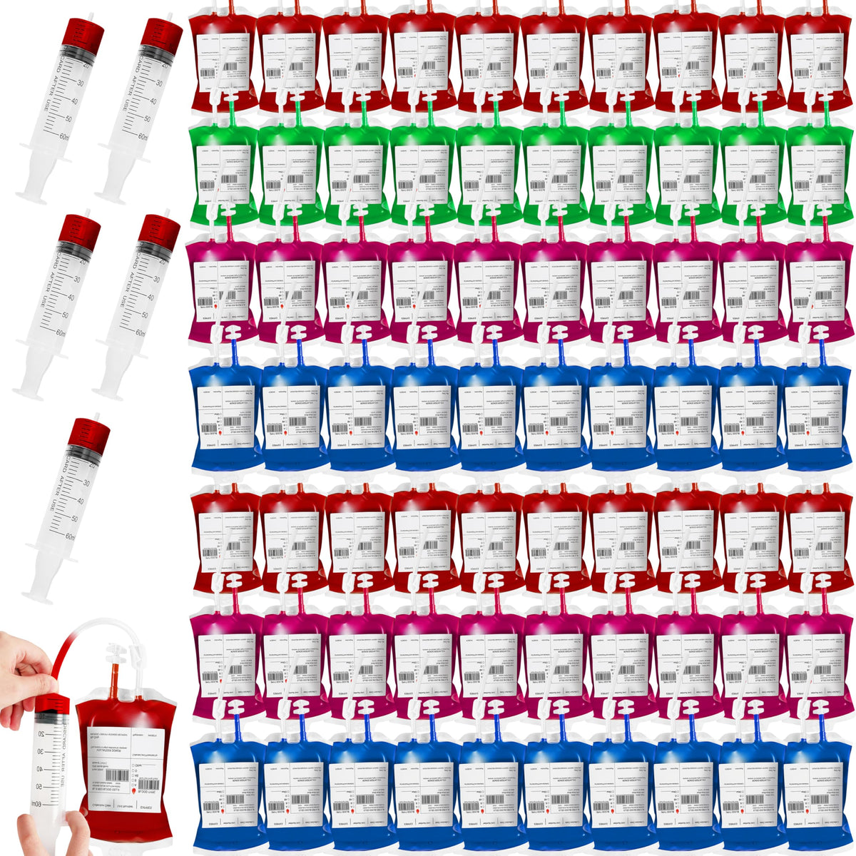 80 Packs Halloween Blood Iv Bags For Drinks Reusable Energy Container Juice Pouch Prop For Halloween Zombie Nurse Hospital Theme
