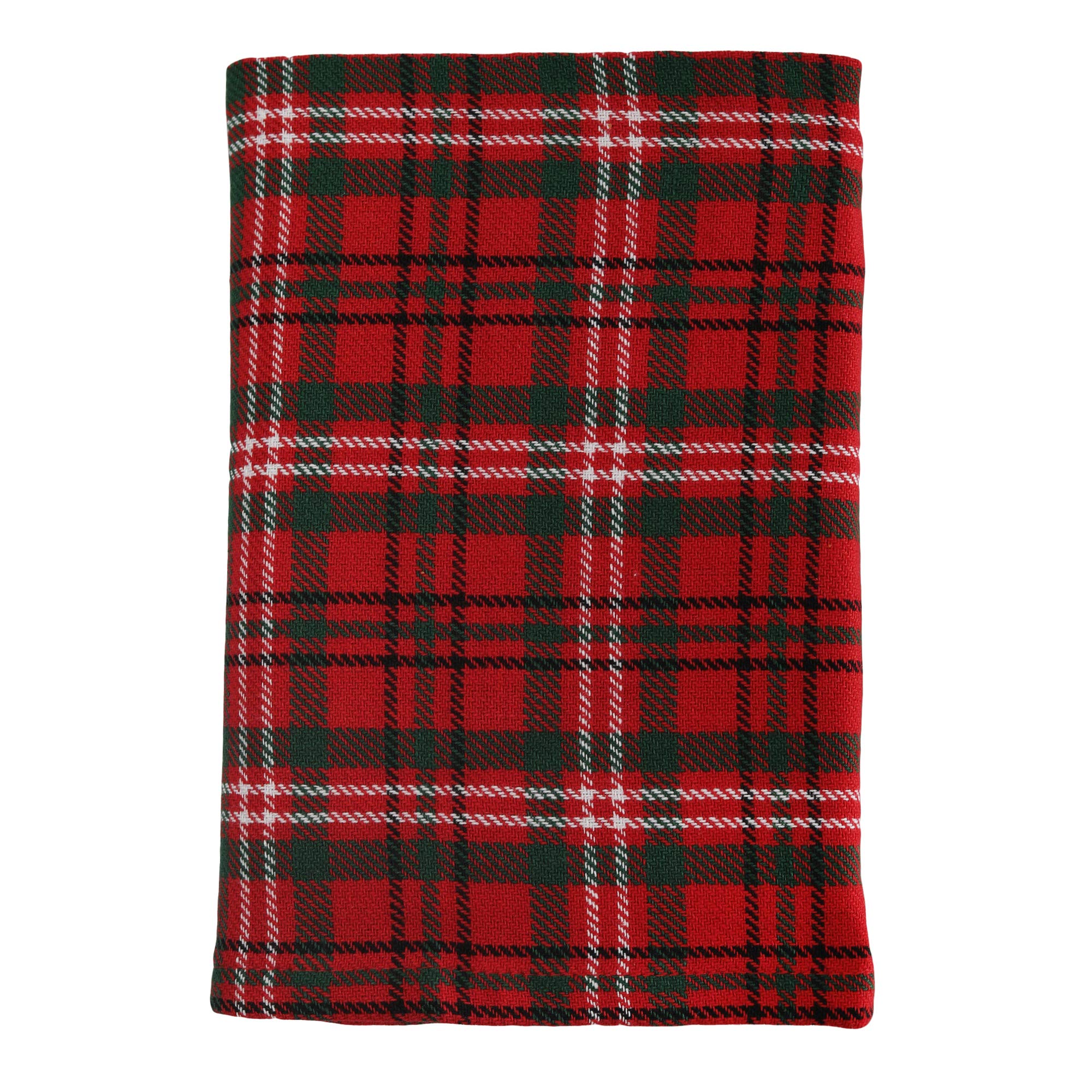 DG Collections Dinner Napkins  100% Cotton Over Sized Kitchen Napkins  Set of 12 Pack (19 x 19 Inch) Red & Green Plaid for Christmas and Thanksgiving with Mitered Corner and Lint Free