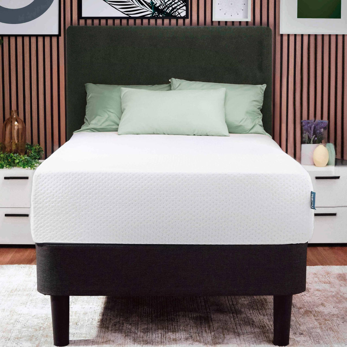 Nestl Green Tea Twin Mattress 8 Inch - Cooling Graphite Memory Foam Twin Mattress For Kids, Fiberglass Free Twin Bed Mattress In