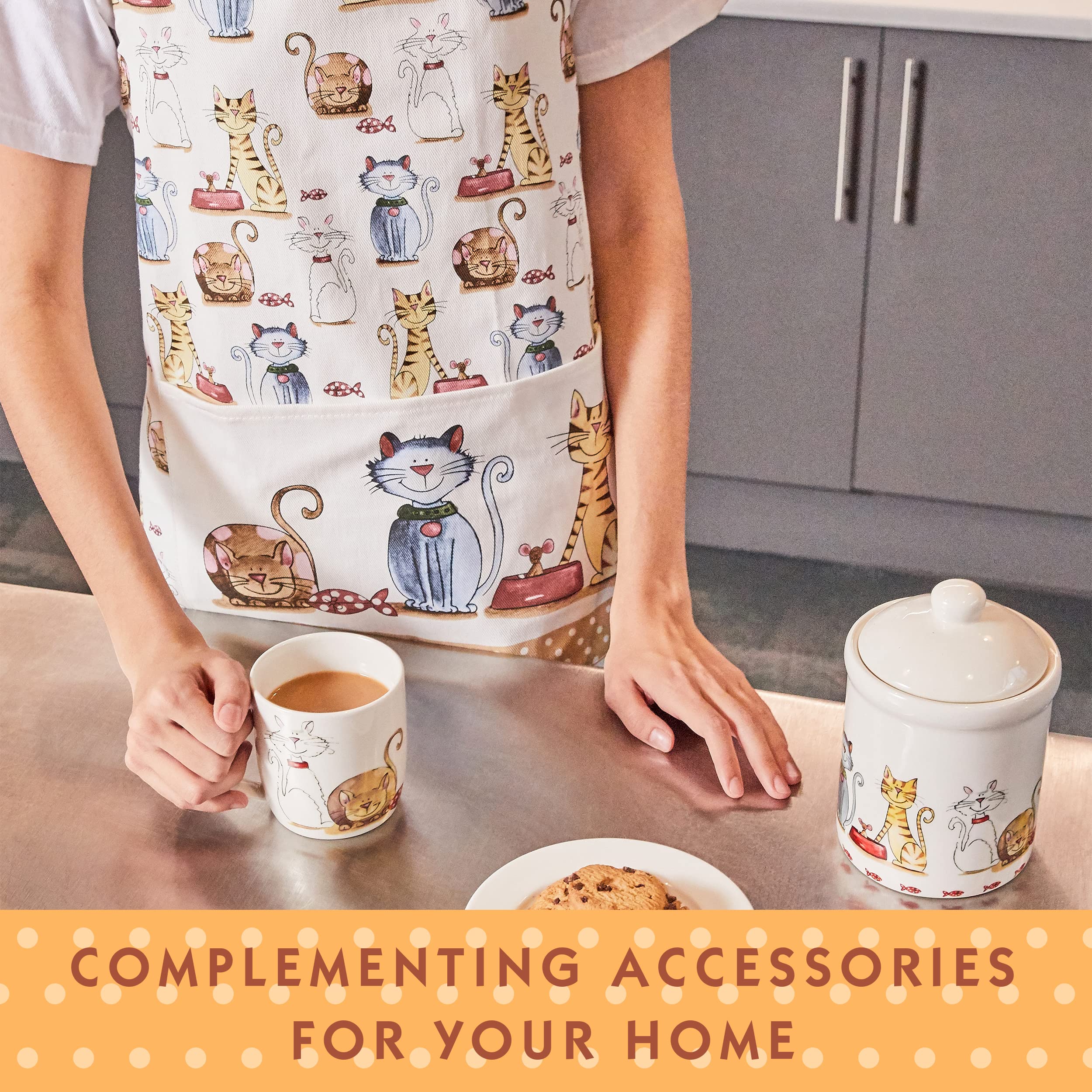 Spotted Dog Gift Company Cat Double Oven Mitt, Heat Resistant Double Oven Gloves, Cute Cats Kitchen Oven Mitts, Cooking Baking K