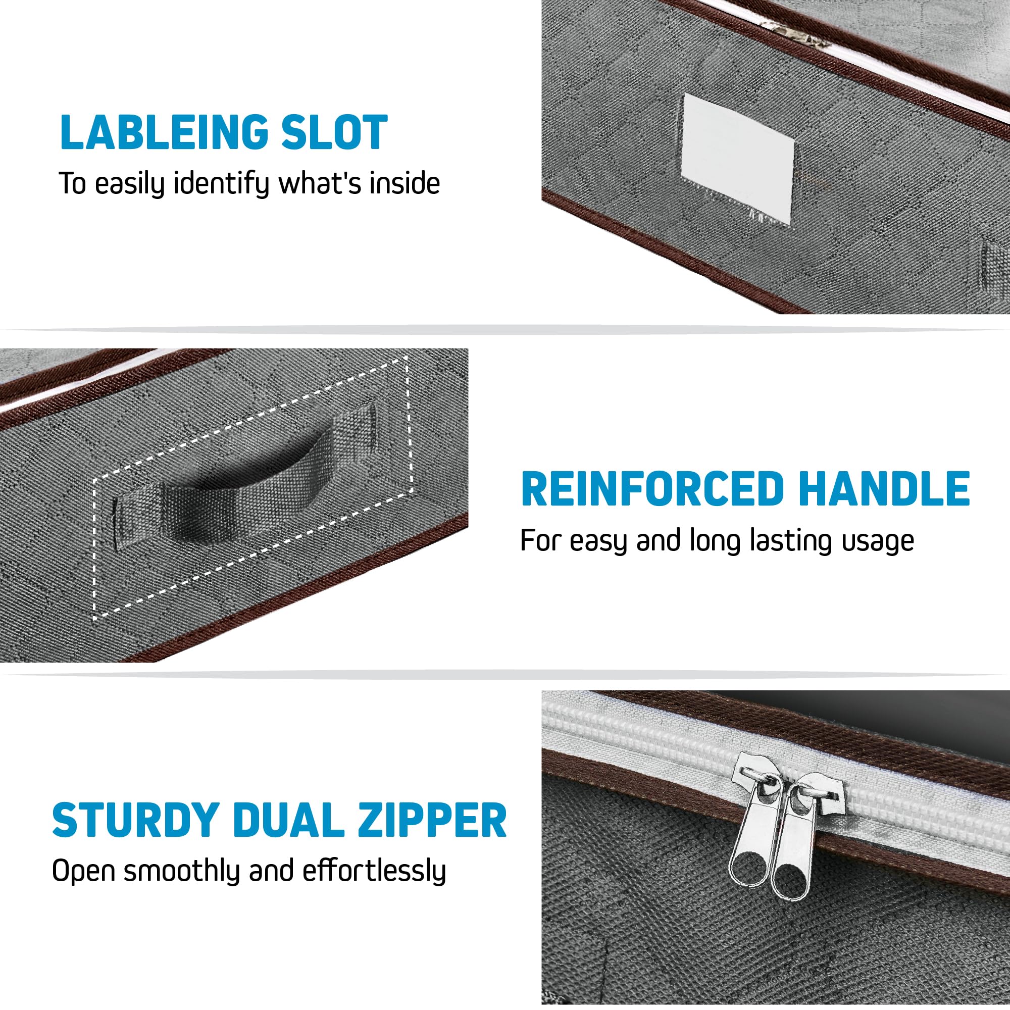 Under Bed Storage Bins - Pack Of 4 Under The Bed Storage Containers For Clothes, Blankets, Winter Clothing, & Shoes - Underbed S