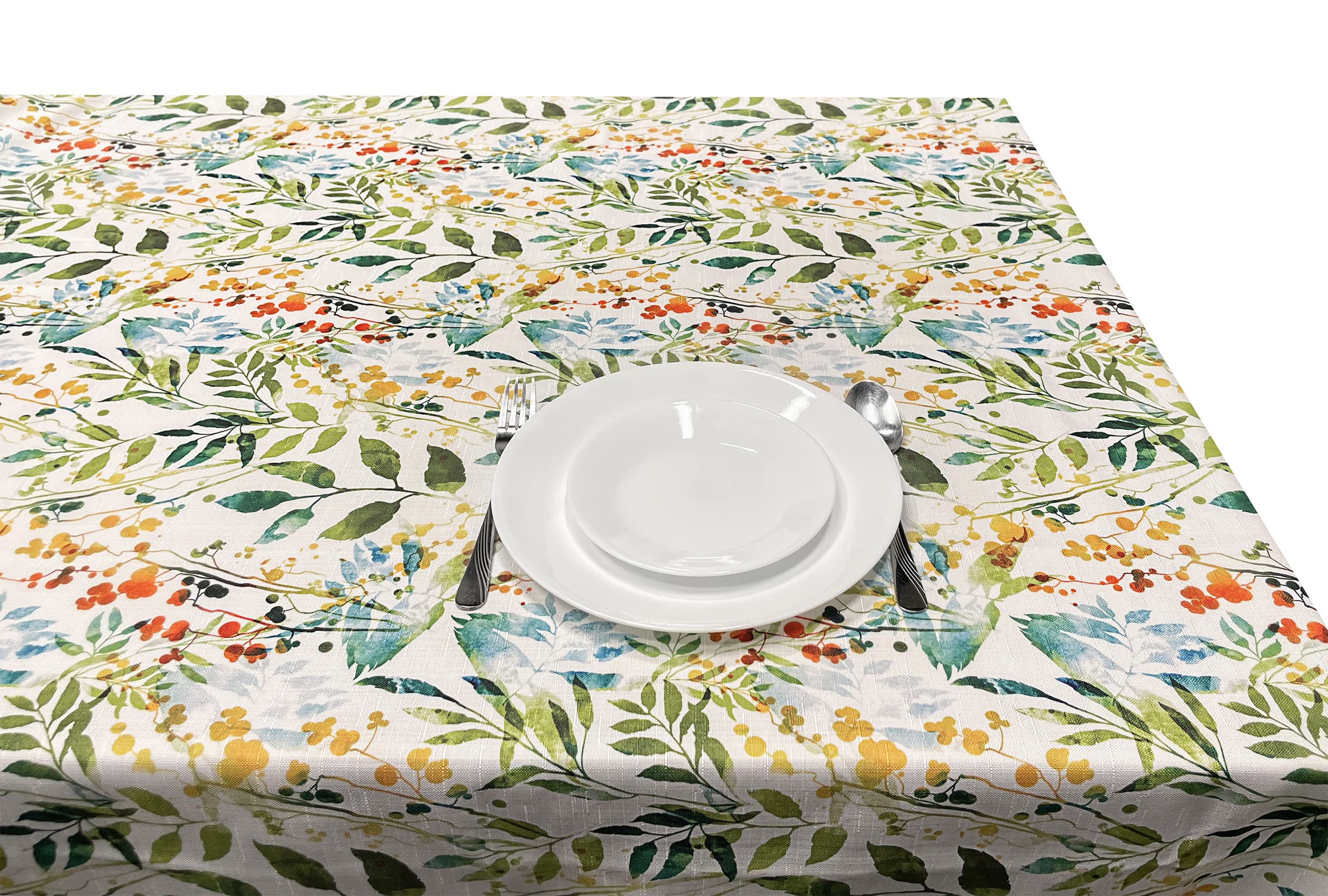 Kovot Floral 60'' X 84'' Rectangle Oblong Tablecloth | Indoor & Outdoor Spill-Proof Dining Table Cover For Spring, Summer, Kitch