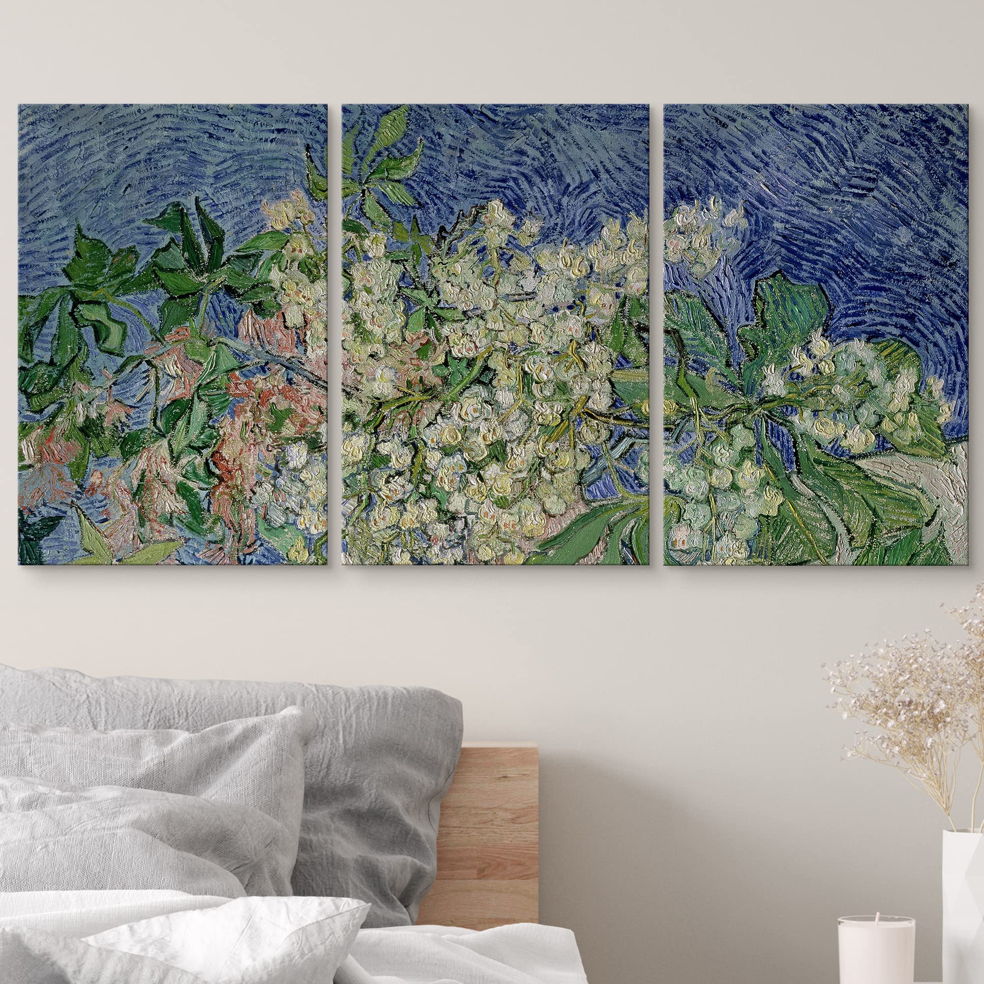 Wall26 Canvas Print Wall Art Set Blooming Chestnut Tree Branches Vincent Van Gogh Classical Illustrations Fine Art Decorative Hi