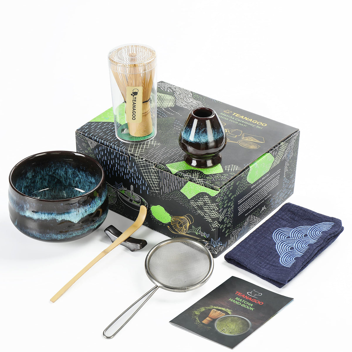 Teanagoo Japanese Matcha Tea Set, Matcha Bowl, Matcha Bamboo Whisk, Scoop, Sifter, Matcha Whisk Holder, Matcha Whisk Stand, Matc