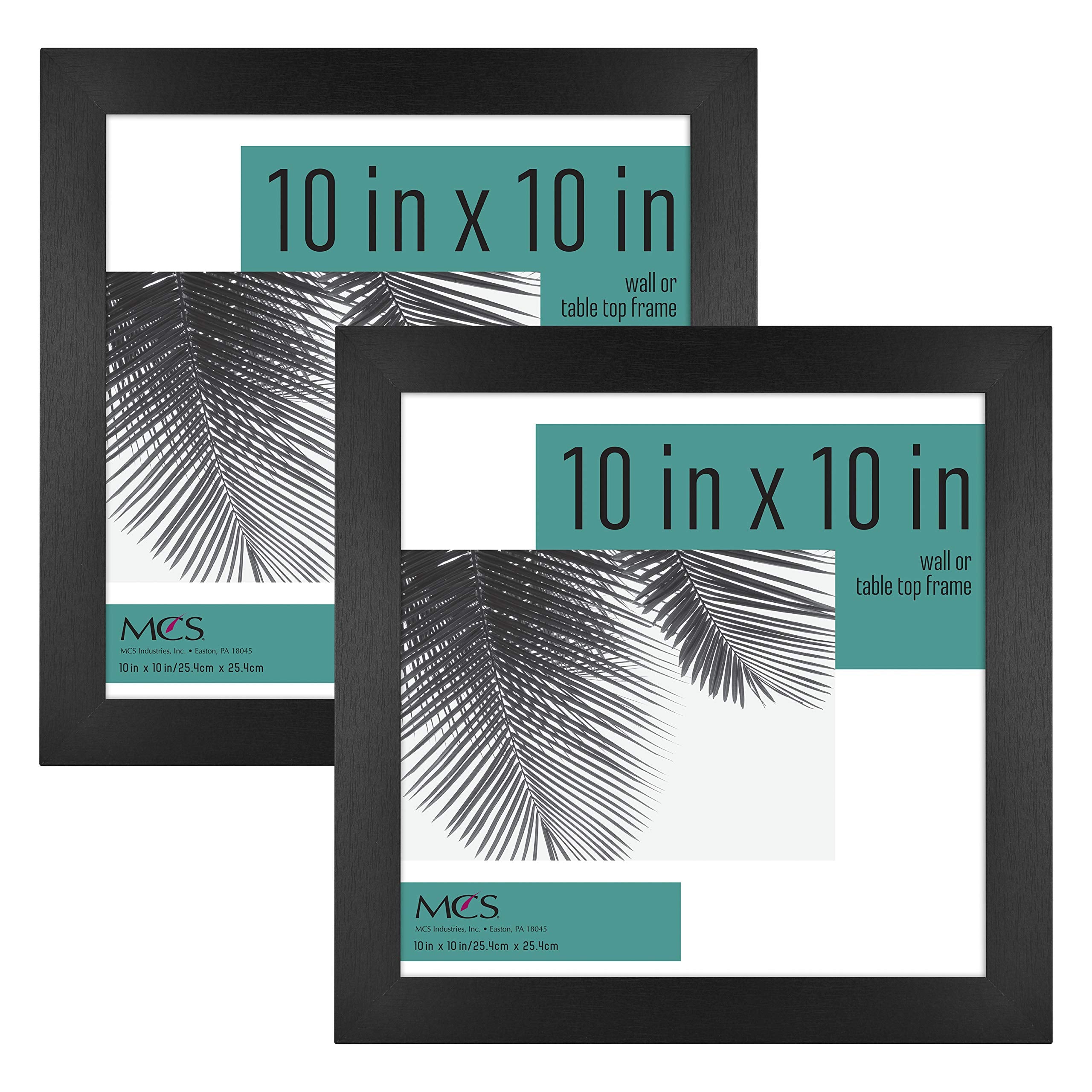 MCS Studio Gallery 10x10 Picture Frame Black Woodgrain, Wall Hanging & Easel for Tapletop Display, Square Photo Frame for Photos