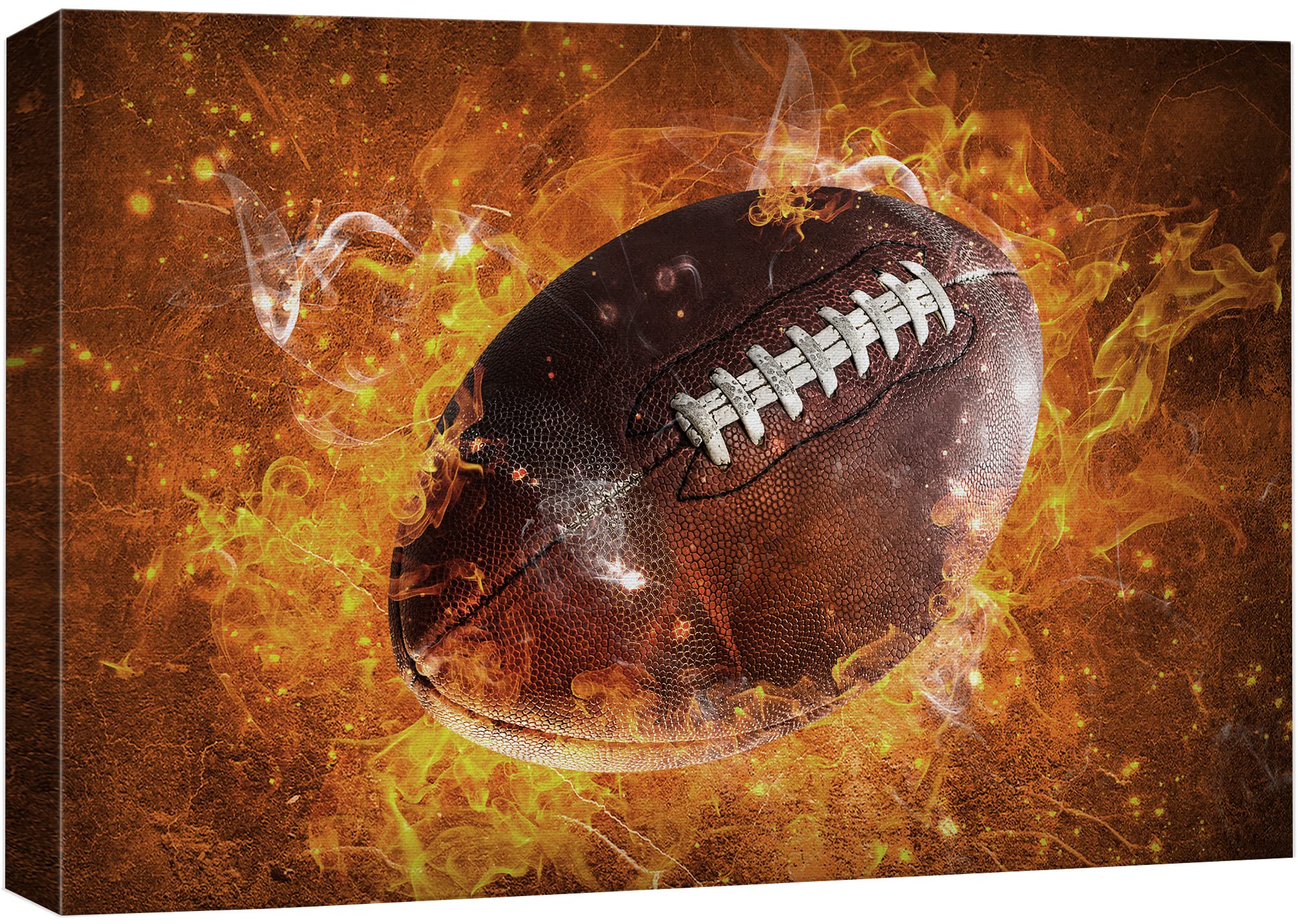 Wall26 Canvas Wall Art Print Set Blaze Fire Explosion Football Close Up Sports Athletes Digital Art Modern Art Modern Scenic Col