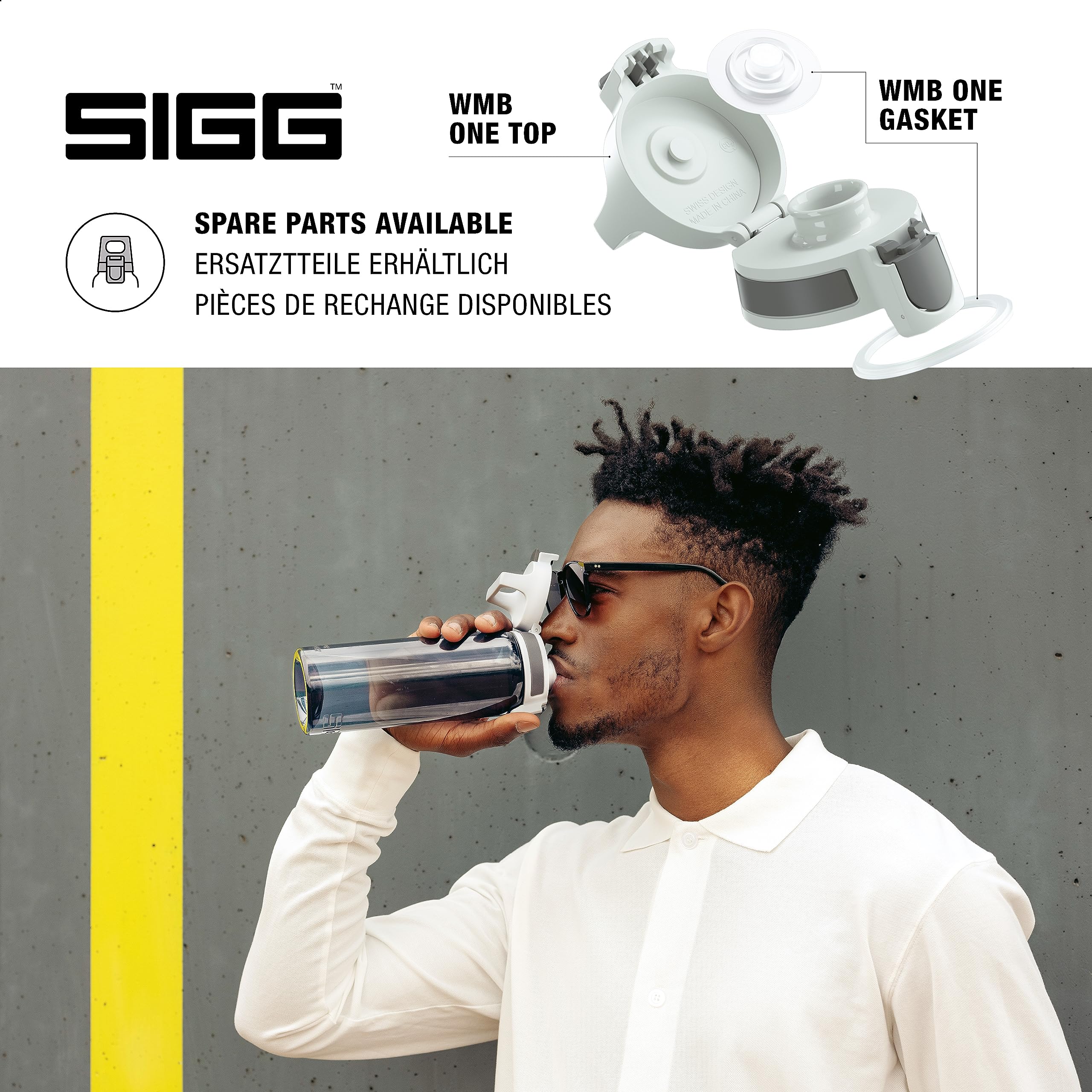 Sigg - Tritan Sports Water Bottle - Total Color Anthracite - Leakproof - Featherweight And Shatter-Proof Tritan Plastic - Dishwa