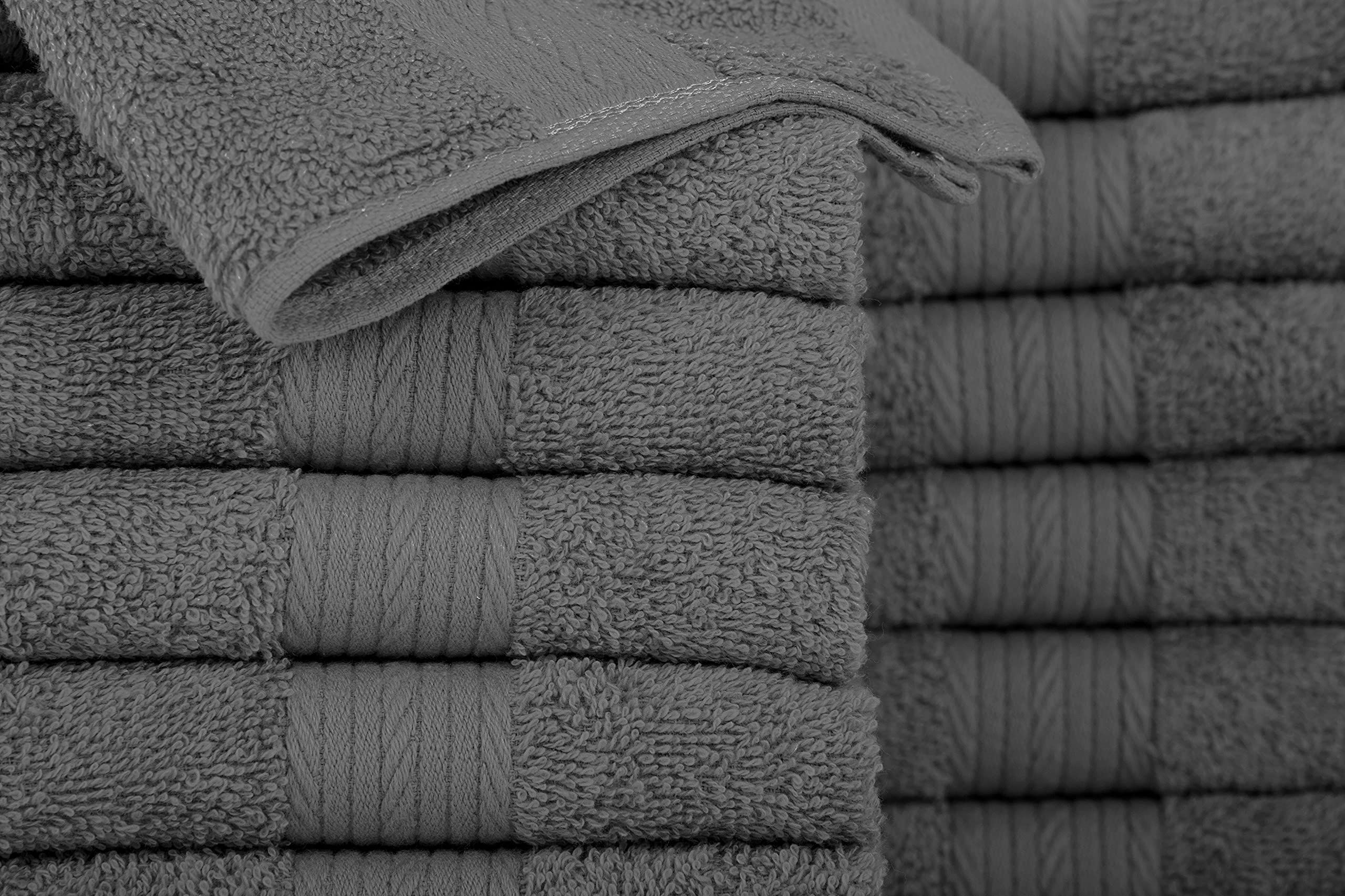 Ample Decor Wash Cloths Pack Of 50 12 X 12 Inch 100% Cotton 600 Gsm, Oeko Tex Certified Soft Absorbent, Machine Washable Face To