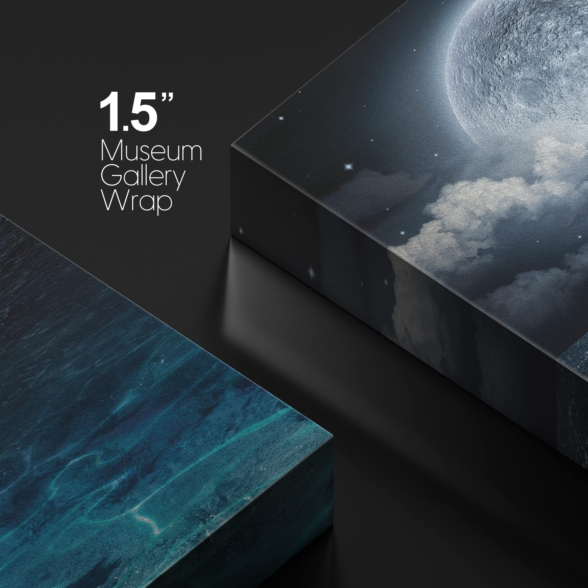 wall26 Canvas Print - Mystic Full Moon Ocean Art - 12"x12" - Colorful Digital Art for Living Room, Bedroom, Office - Model CVS-SPACE-03162016-022