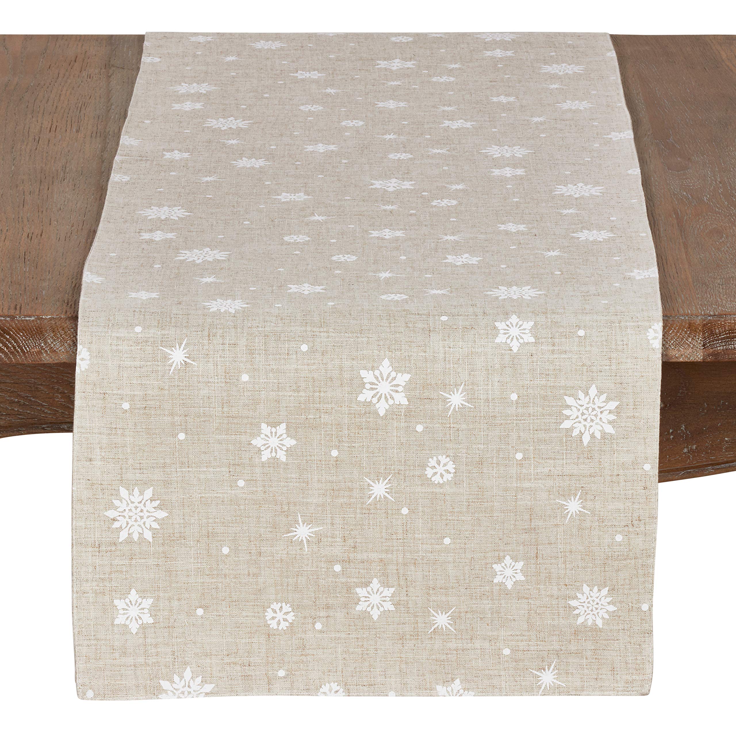 Saro Lifestyle Snowflake Design Table Runner, Natural, 16'' X 70''