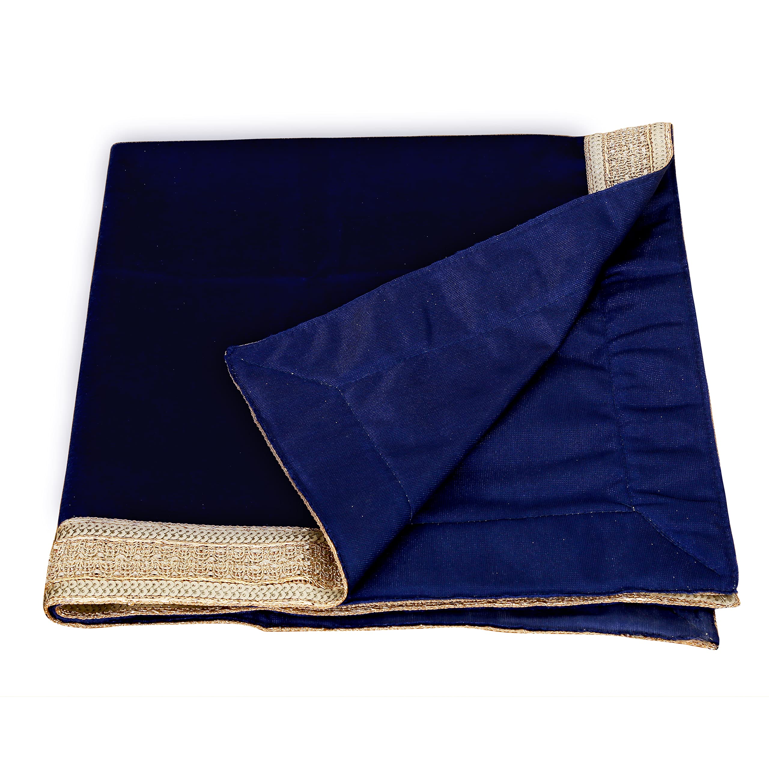 Indian Consigners Altar Cloth 24X24 Inches Blue Velvet Multi-Purpose Cloth