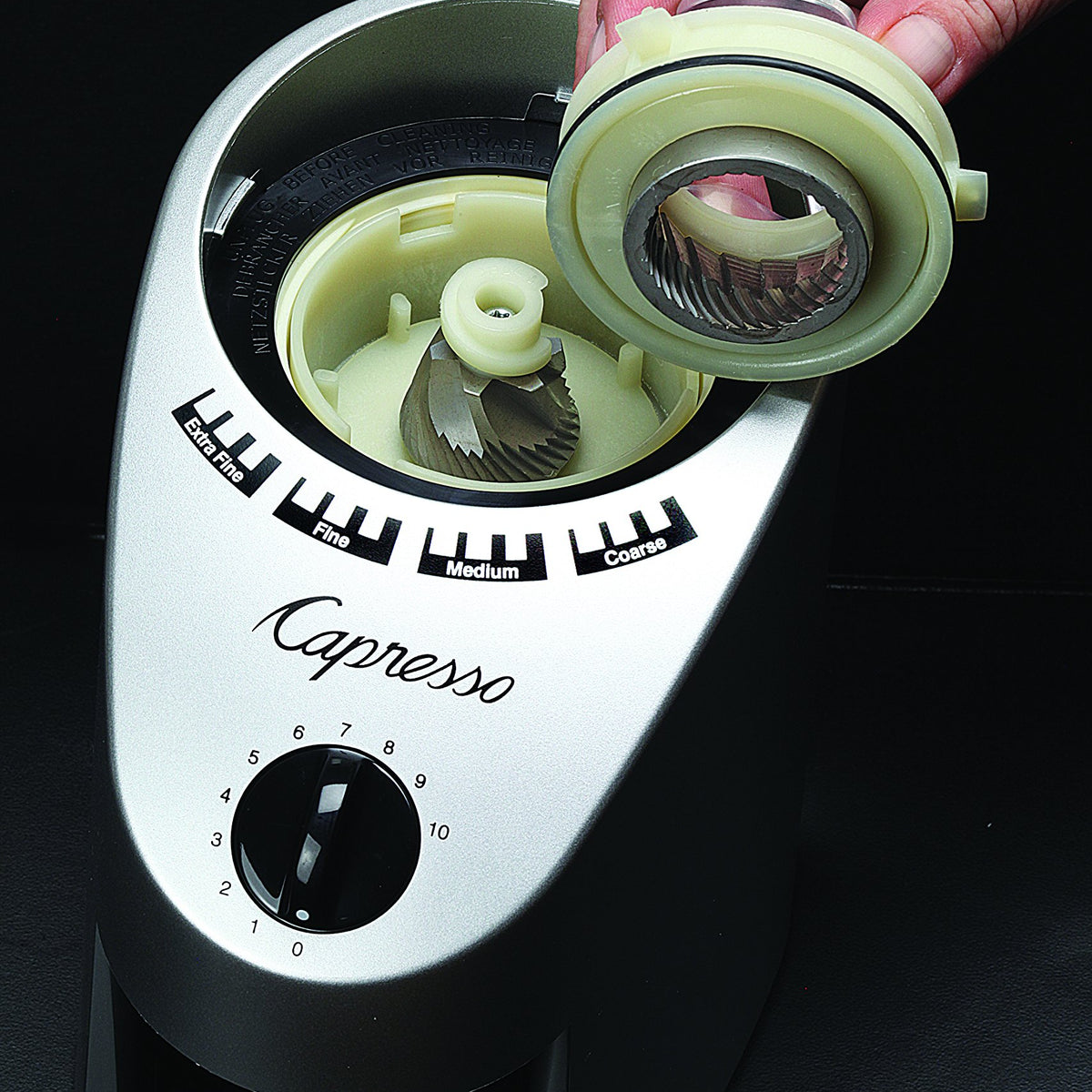 Capresso Infinity Conical Burr Grinder, See-Through Bean Container Hol ...