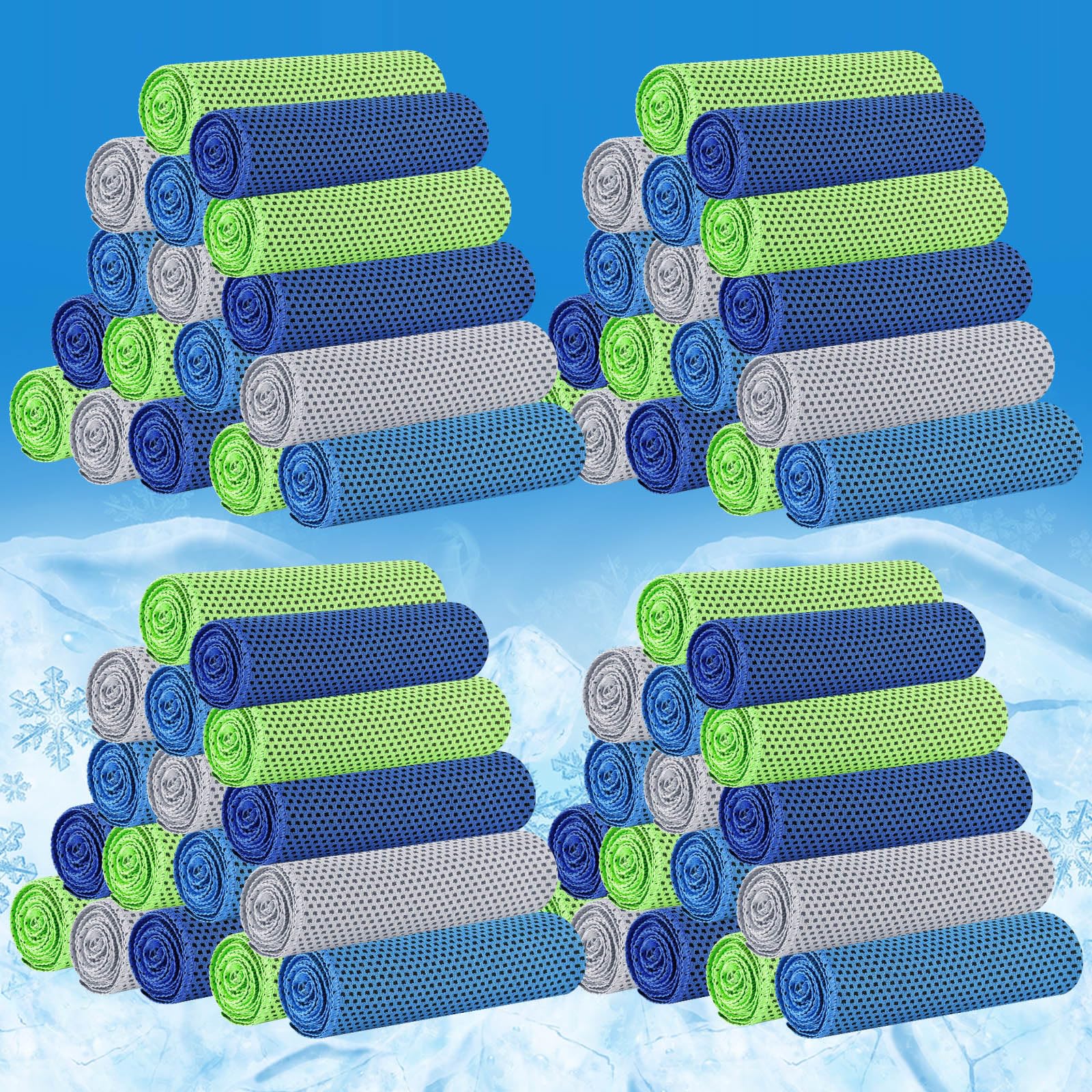 Shellwei 200 Pcs Cooling Towels Bulk 32 x 12 Inch Ice Towel Bulk Cooling Rag for Face and Neck Soft Breathable Microfiber Cloth 