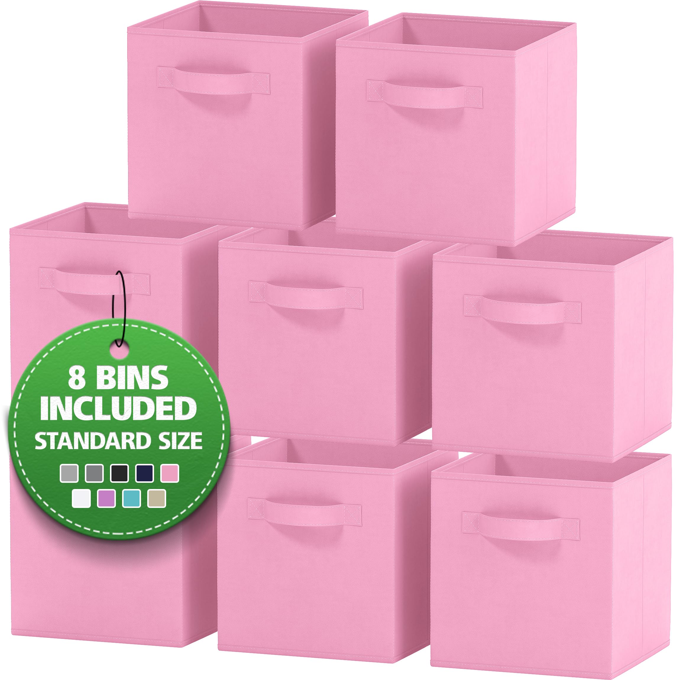 Royexe Storage Cubes - 11 Inch Cube Storage Bins (Set Of 8) Fabric Cubby Organizer Baskets With Dual Handles  Foldable Closet Sh