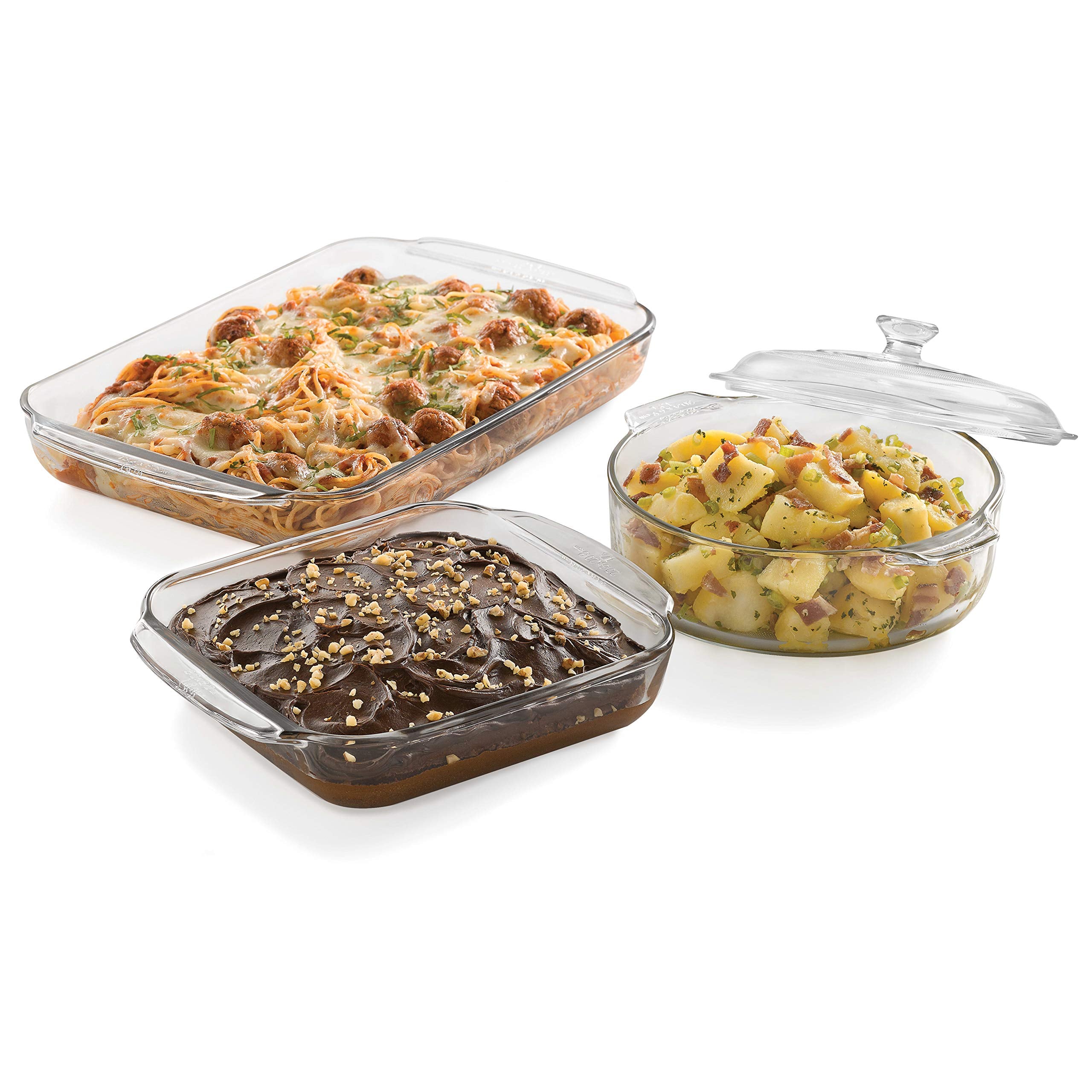 Libbey Bakers Basics 3Piece Glass Bake Set with Cover