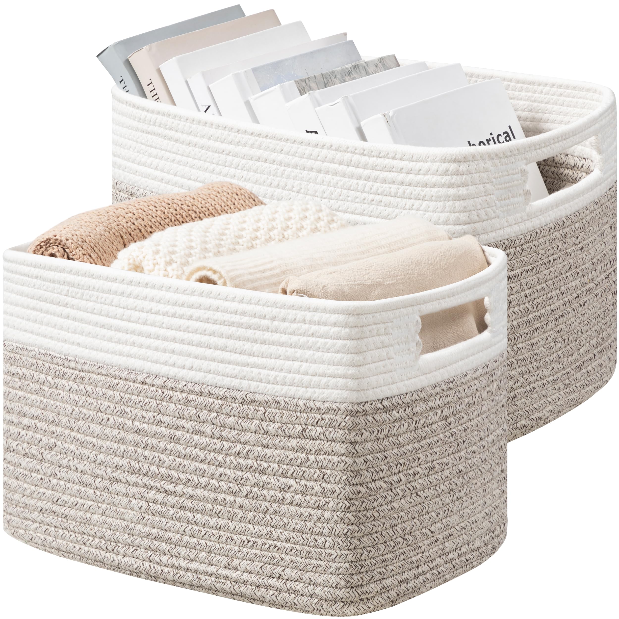 Ubbcare 2 Pack Shelf Baskets, Larger Woven Storage Baskets For Organizing(14.5''L X 9.84''W X 9''H), Basket Organizer For Dog To